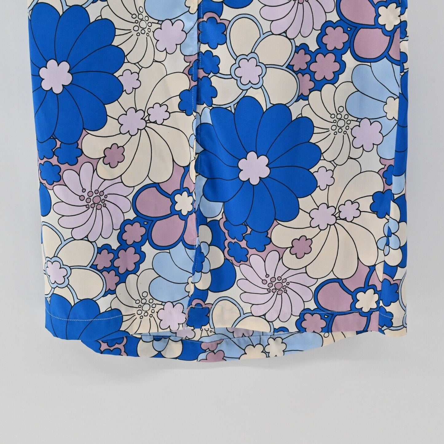 ZARA Dress Womens Sz M Blue Purple Retro Floral Strapless Midi 60s Mod 70s Boho