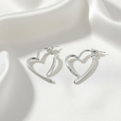 Alloy Rhinestone Minimalist Heart Earrings With 925 Sterling Silver Earring Post