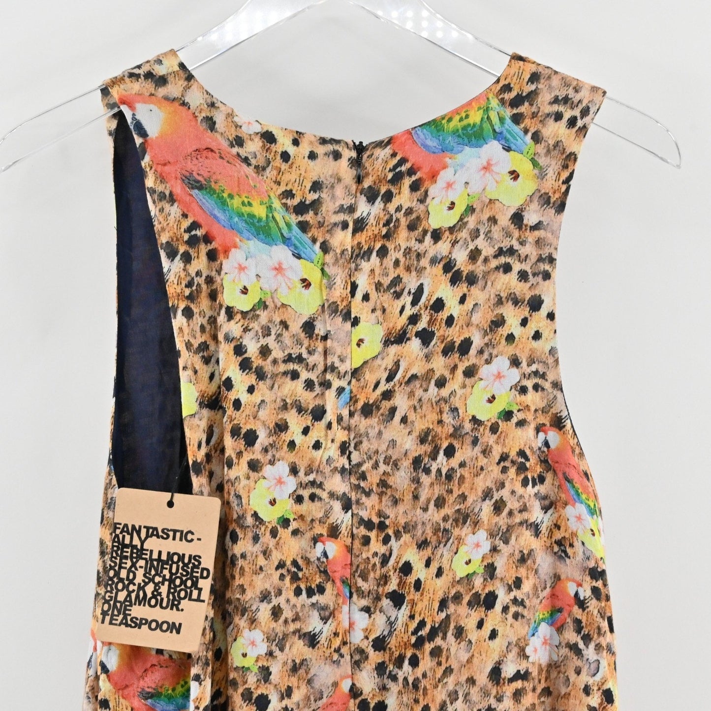 One Teaspoon Parrot Romper Size S Animal Print Sleeveless Boho Safari Tropical