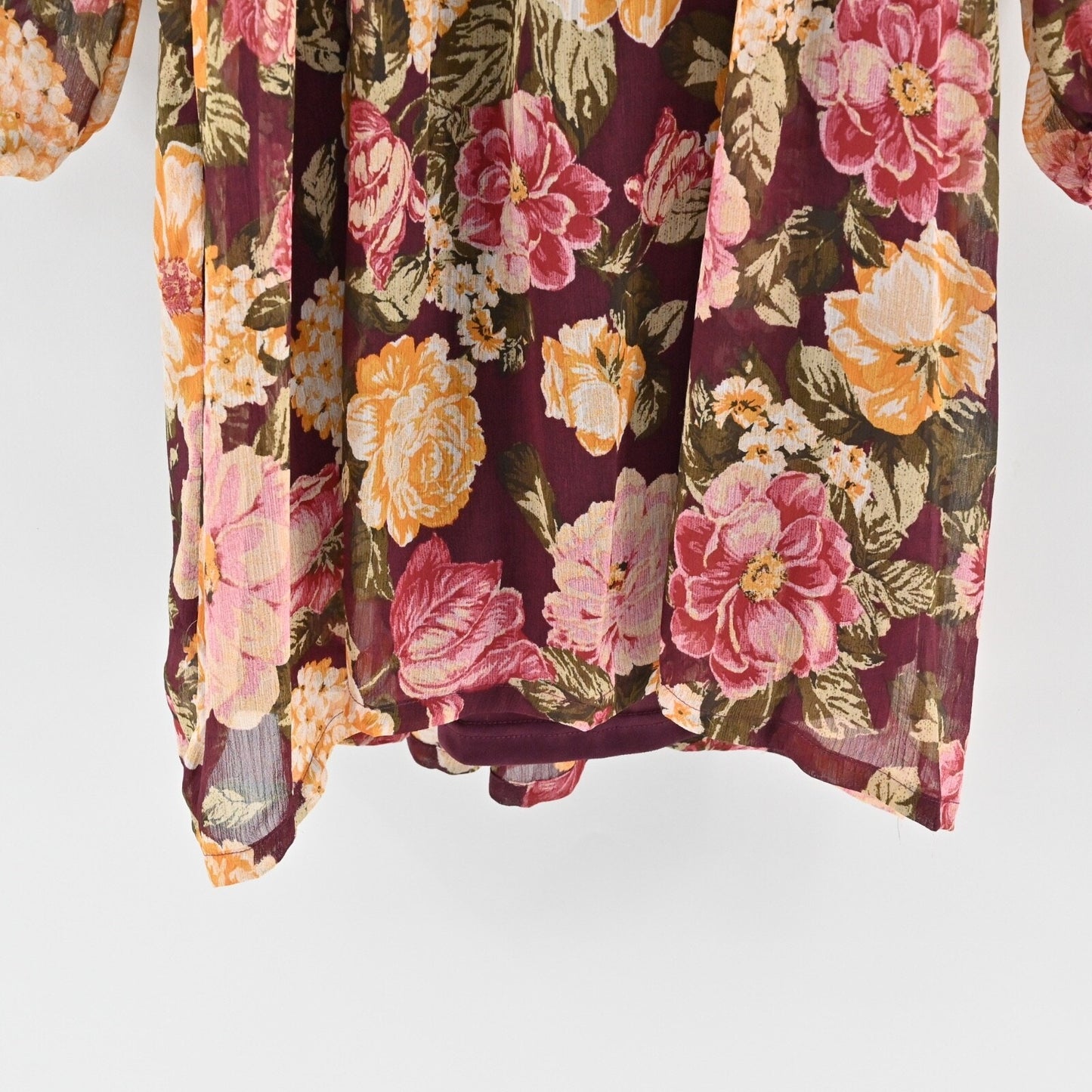 EN CREME Floral Boho Dress Size L Tiered Ruffle Balloon Sleeve Square Neck Retro