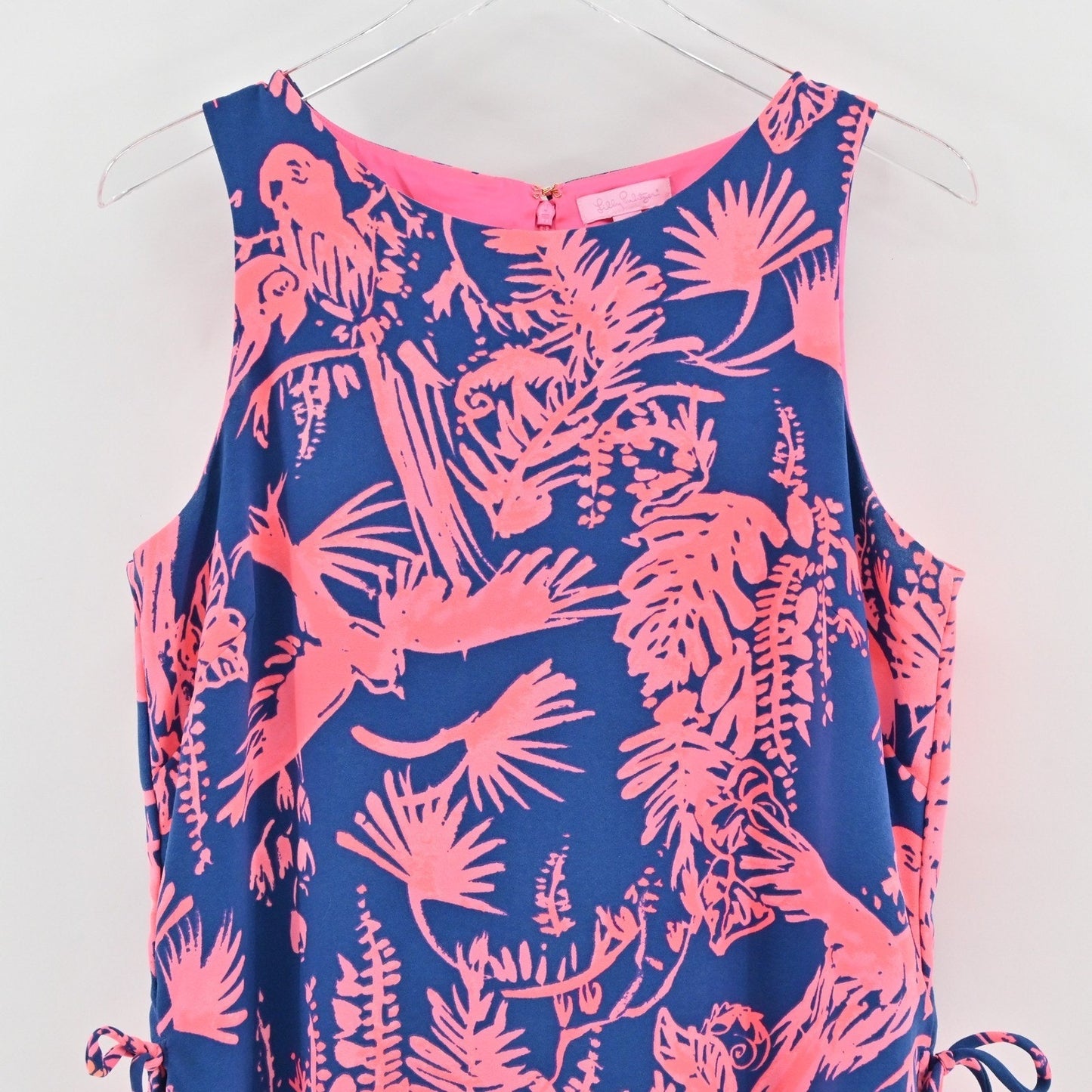 Lilly Pulitzer Donna Romper Sz 10 Indigo Night Caw Blue Pink Sleeveless Playsuit