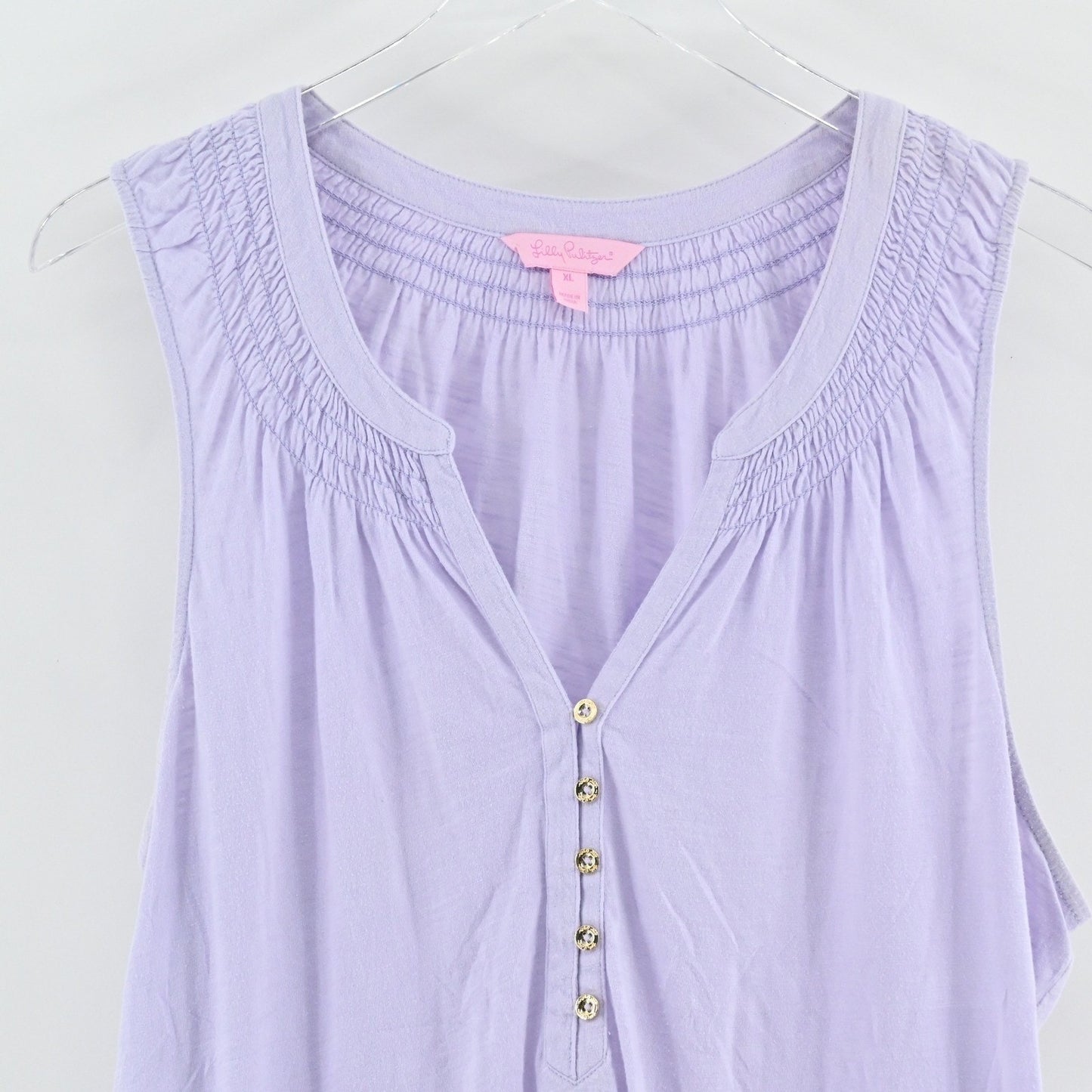 Lilly Pulitzer Womens Essie Tip Size XL Lilac Freesi Lavender Sleeveless Top