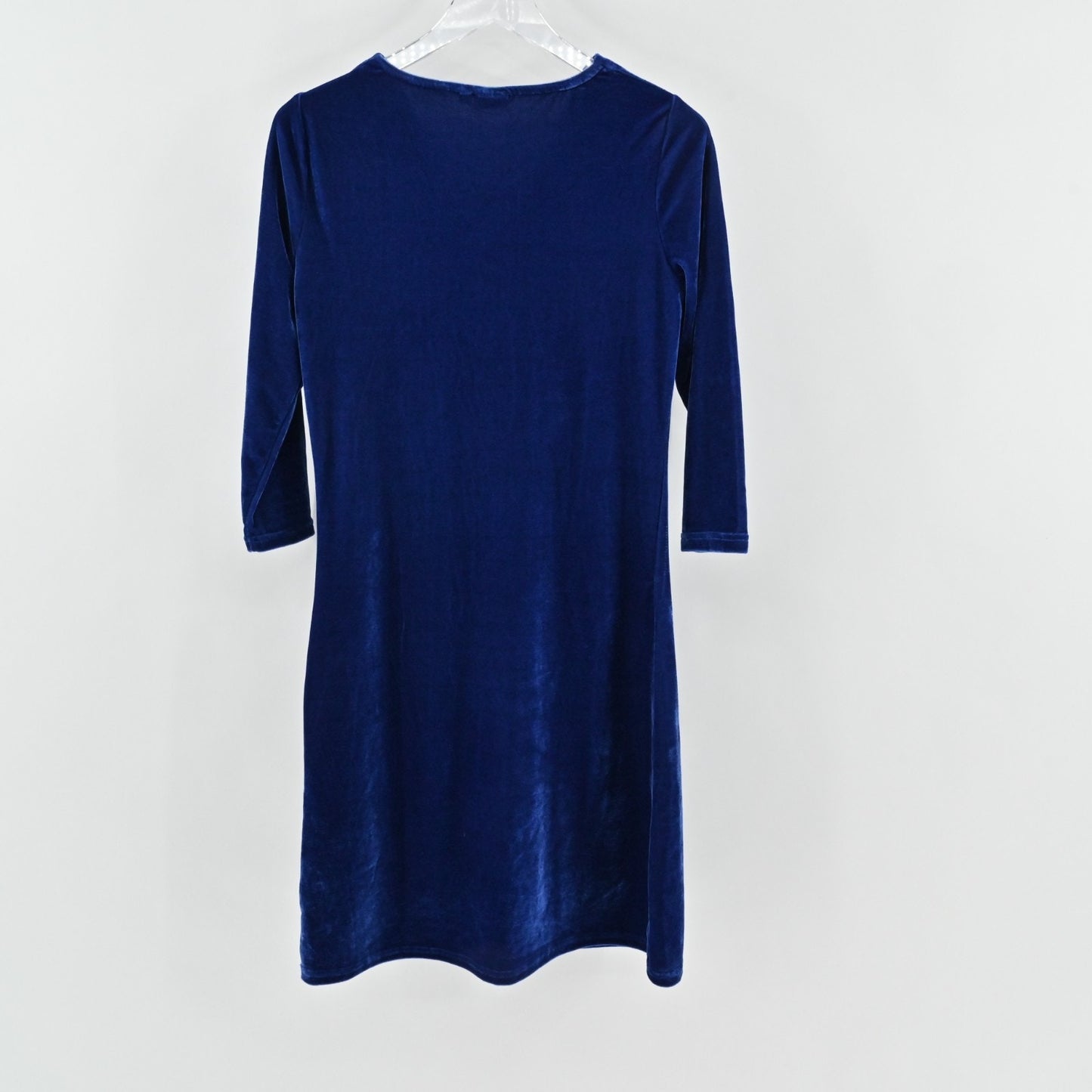 Vtg Y2k Blue Velvet Dress Womens Size 38 Cowl Neck Velour Whimsigoth Holiday
