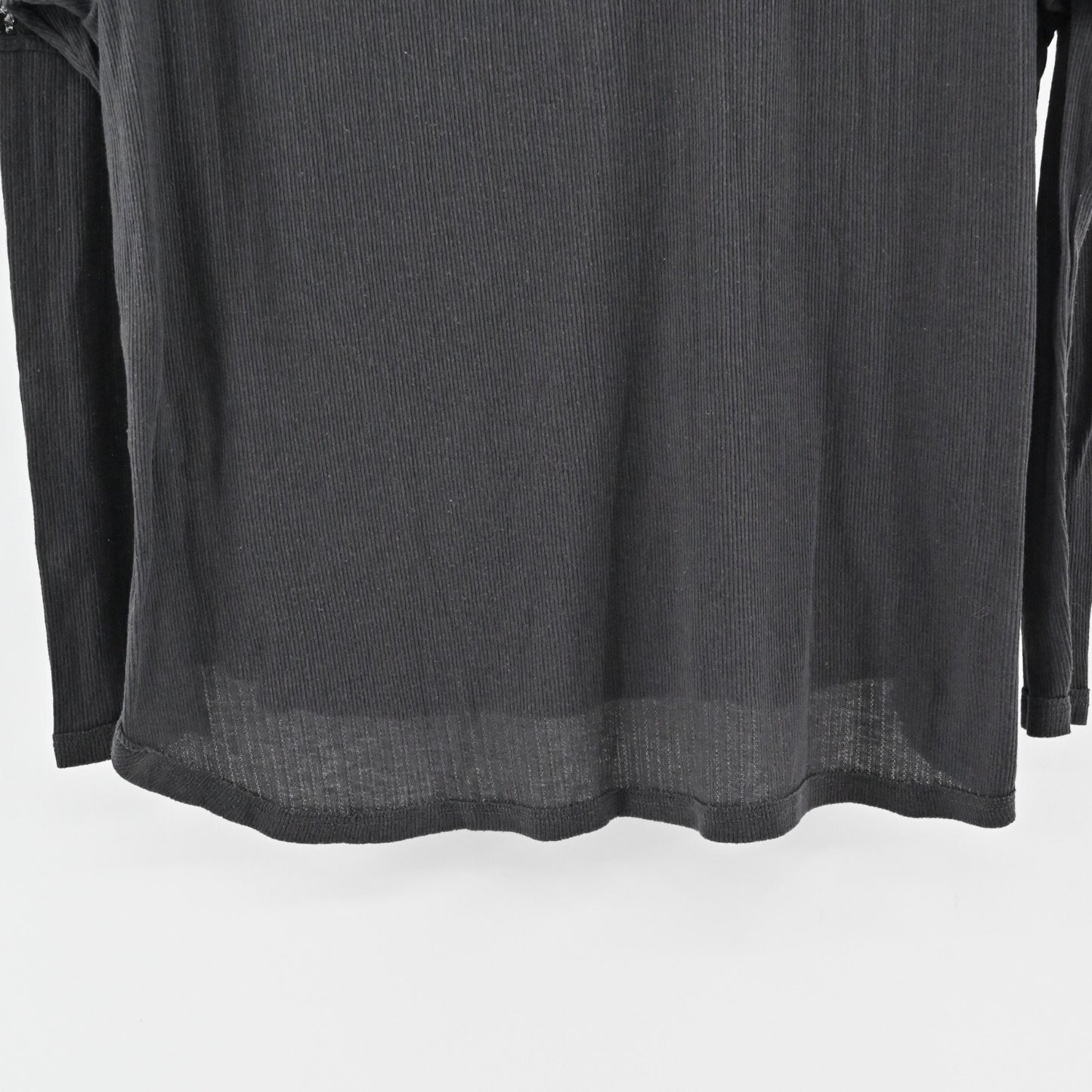 FREE PEOPLE Top Womens Size S Lola Long Sleeve Washed Black Lace Trim Raglan