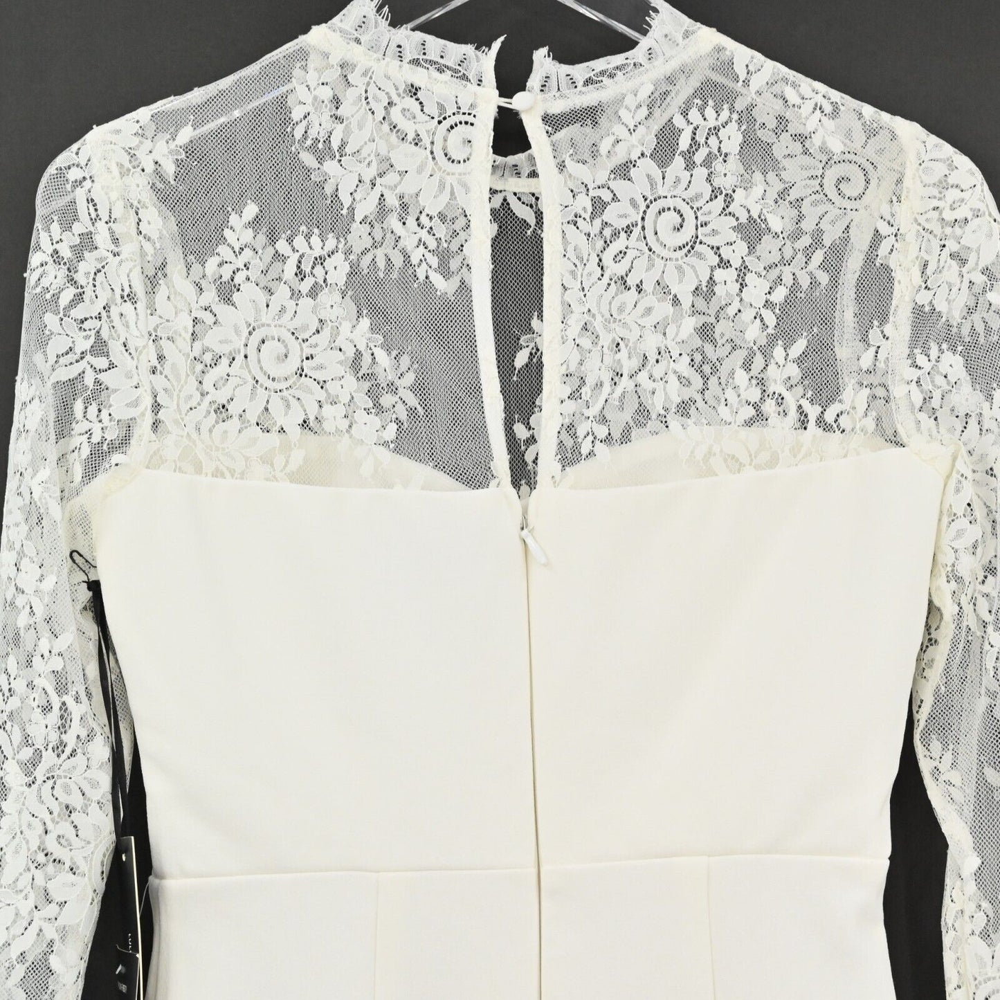 LULUS Dress Womens Size S Ivory Lace Sleeves High Neck Bodycon Bridal Party NEW