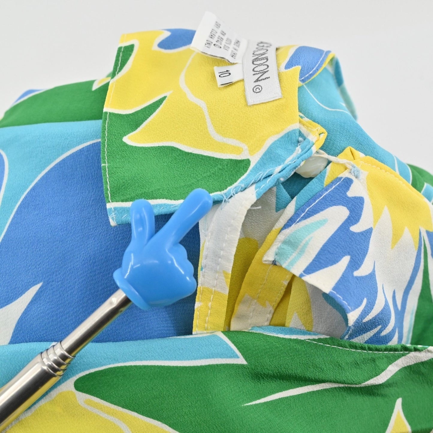 Vtg Maggy London Silk Maxi Dress Size 10 Floral Tropical Print Blue Sleeveless