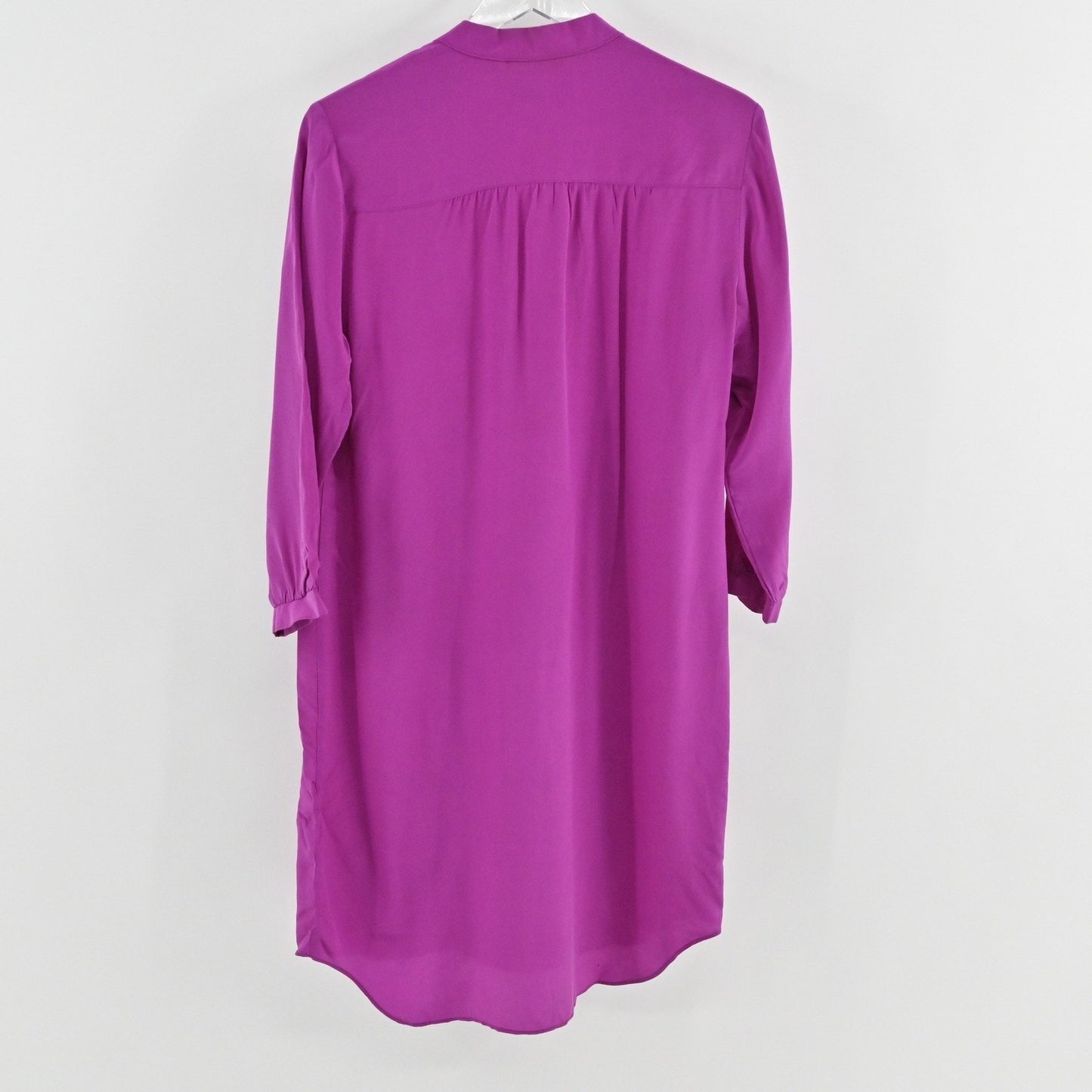 Amanda Uprichard Womens Silk Dress S Purple Vibrant Elegant V Neck Long Sleeve