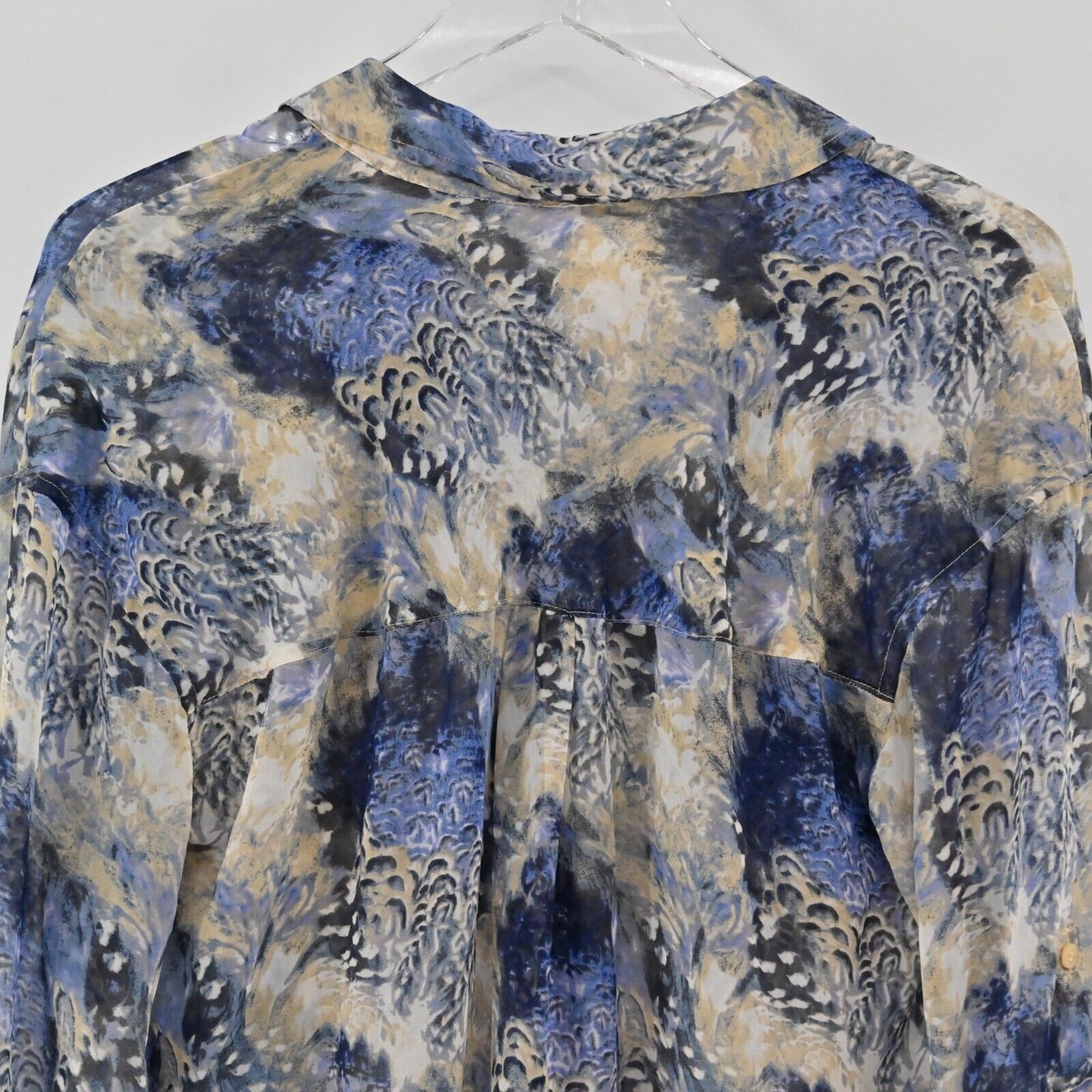 FREE PEOPLE Top Womens Sz XS Easy Rider Long Sleeve Abstract Print Sheer Blouse