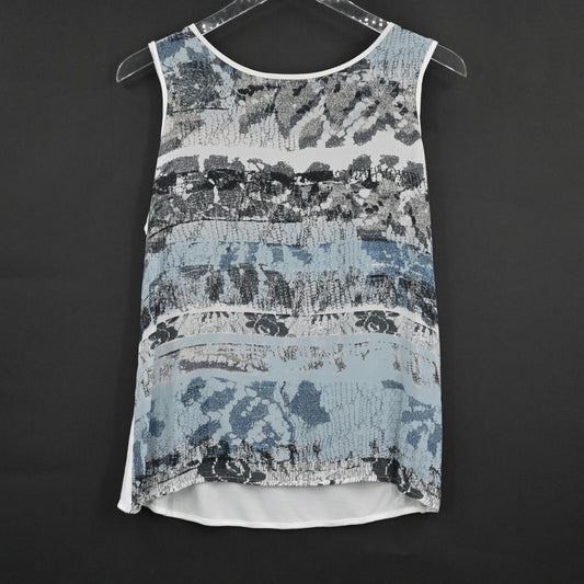 REISS Womens Top Size M Tash Print Sleeveless Silk Jersey Combo Tank Blouse