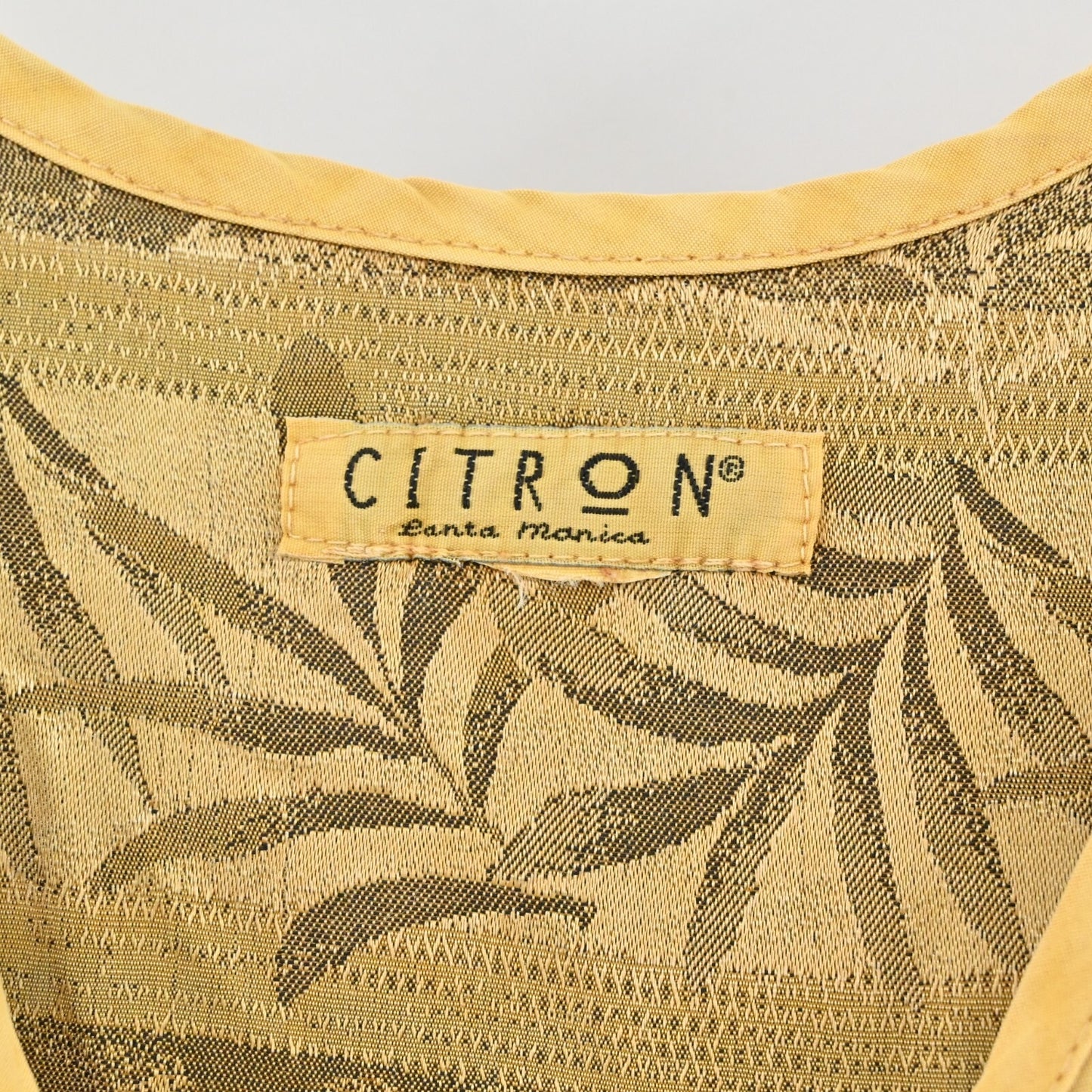 CITRON Bohemian Dress Size M Mixed Print Jacquard Sleeveless Yellow Maxi Shift