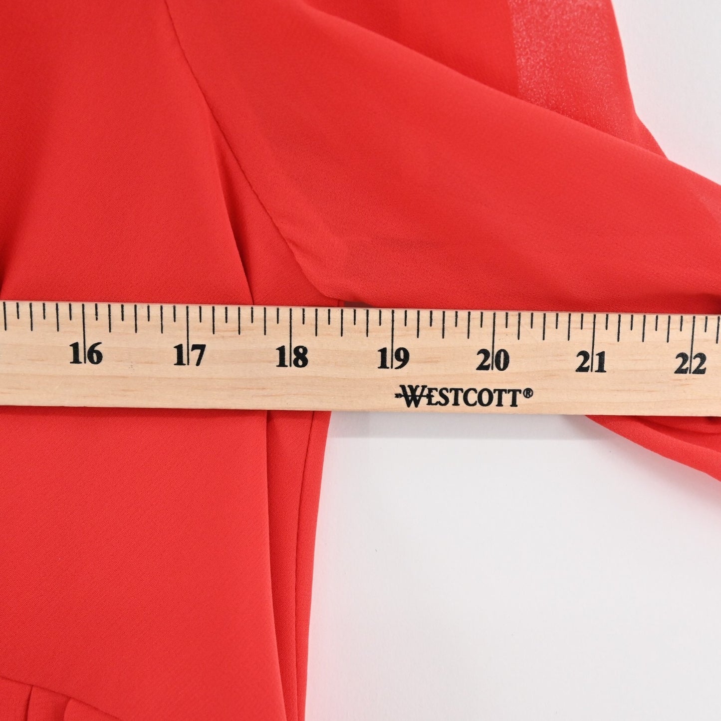 MAC DUGGAL Dress Sz 10 Ieena Chili Red Chiffon VNeck Bow Detail Flowy Midi 55627