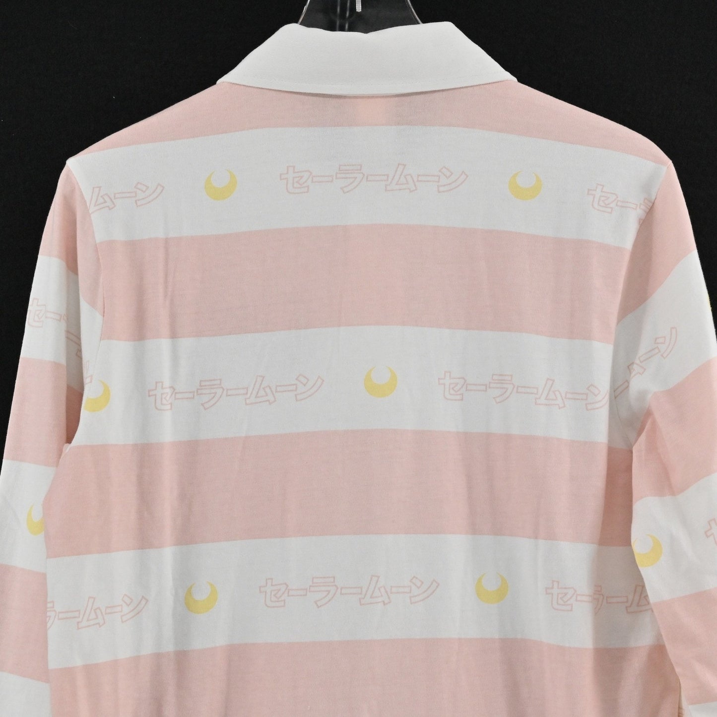 Sailor Moon Pink Stripe Long Sleeve Polo Shirt Size M Anime BoxLunch Exclusive
