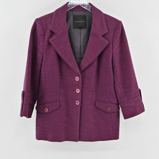 Classiques Entier Atelier Purple Textured 3/4 Sleeve Blazer Jacket - Women's