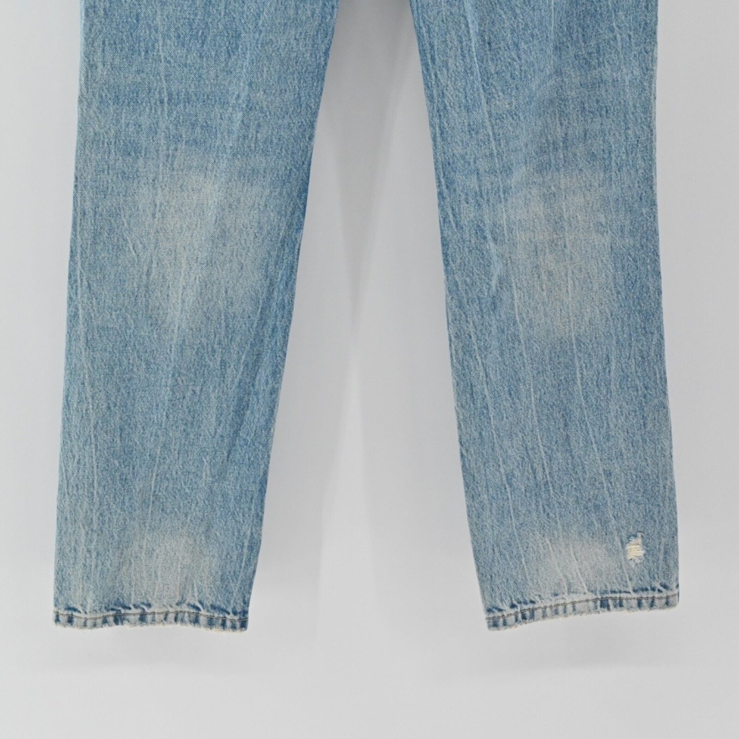 ZARA Womens Button Fly Jeans Size 4 Straight Leg Light Wash Distressed Mid Rise