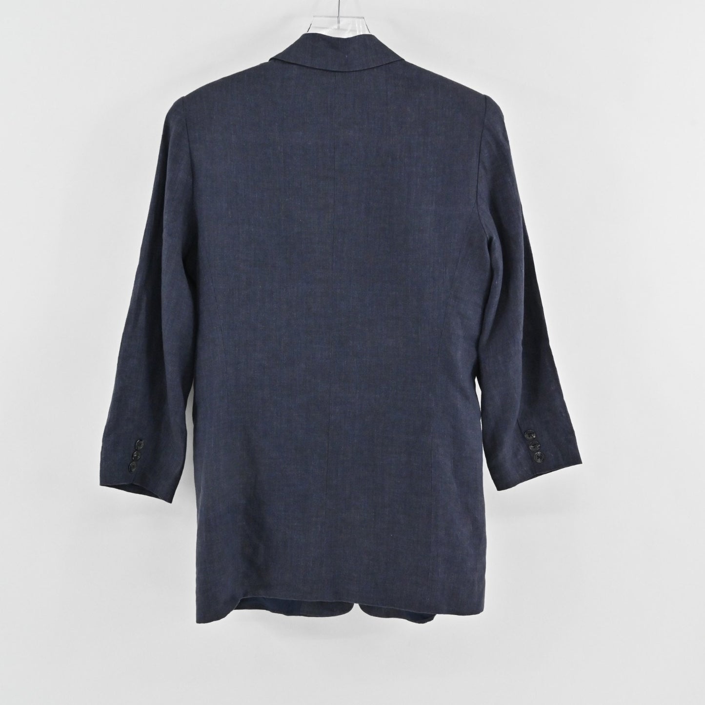 Vtg Linda Allard Ellen Tracy Womens Linen Blue Blazer Size 8 Single Breasted