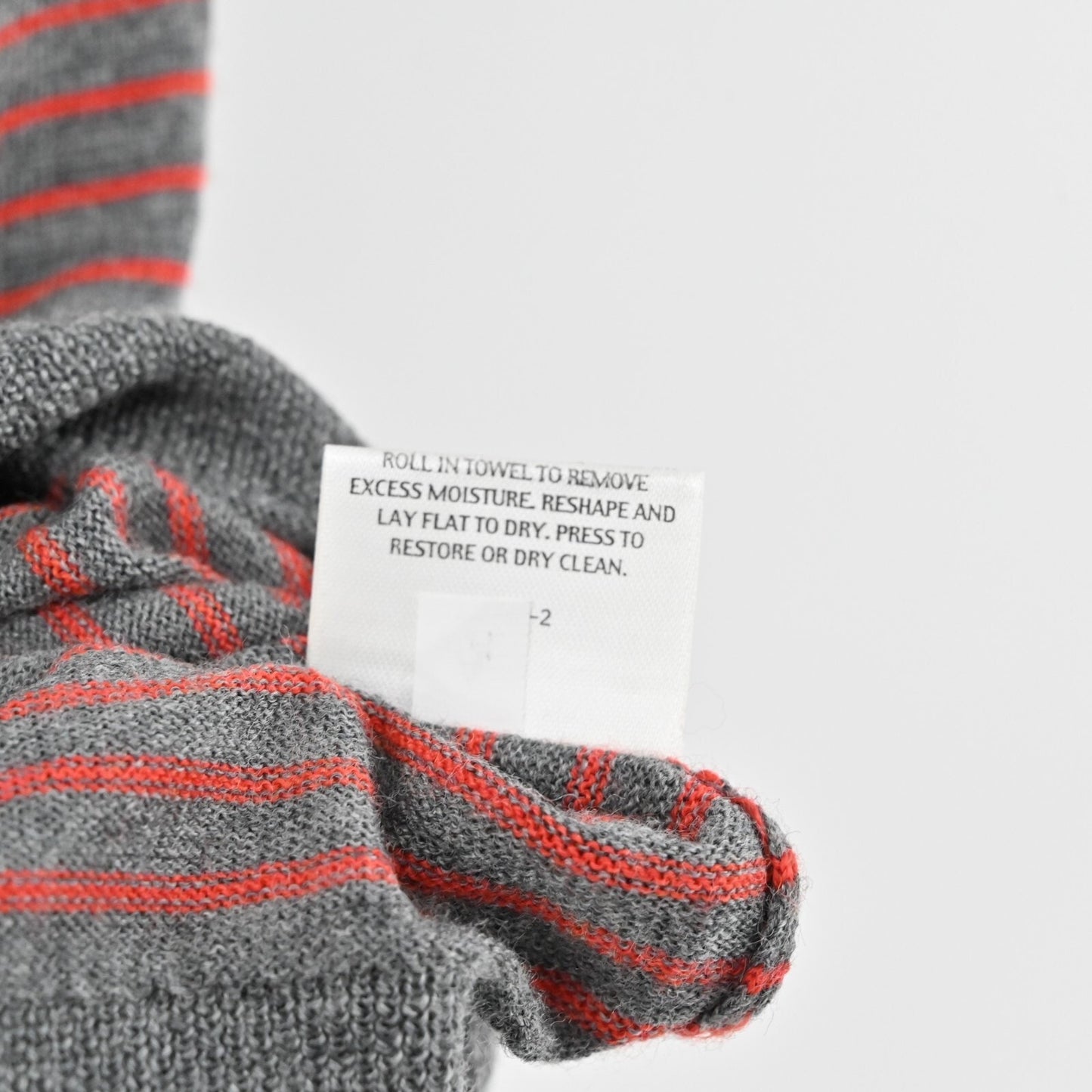Eileen Fisher Womens Merino Wool Sweater Small Gray Red Striped Hoodie Pullover