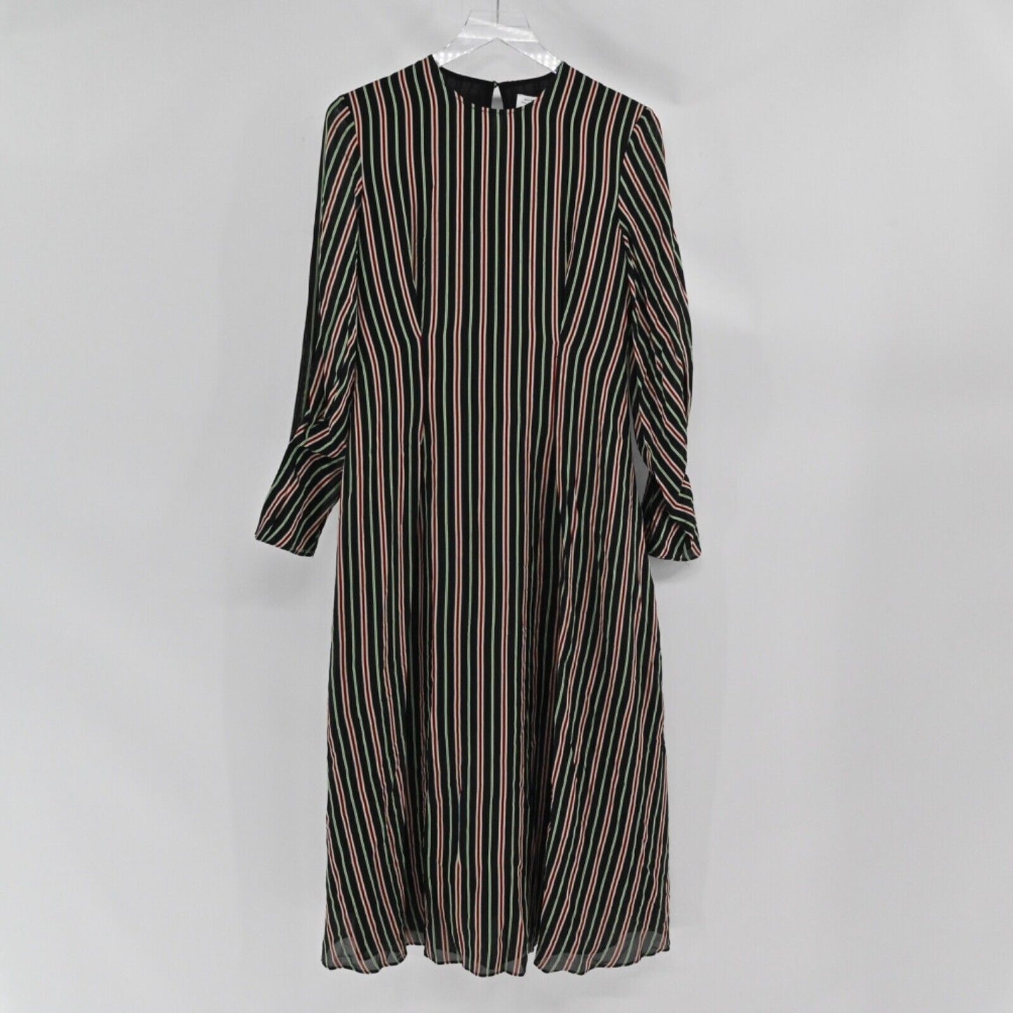 & OTHER STORIES Midi Dress Womens Sz 4 Black Striped Retro Stockholm Atlier NEW