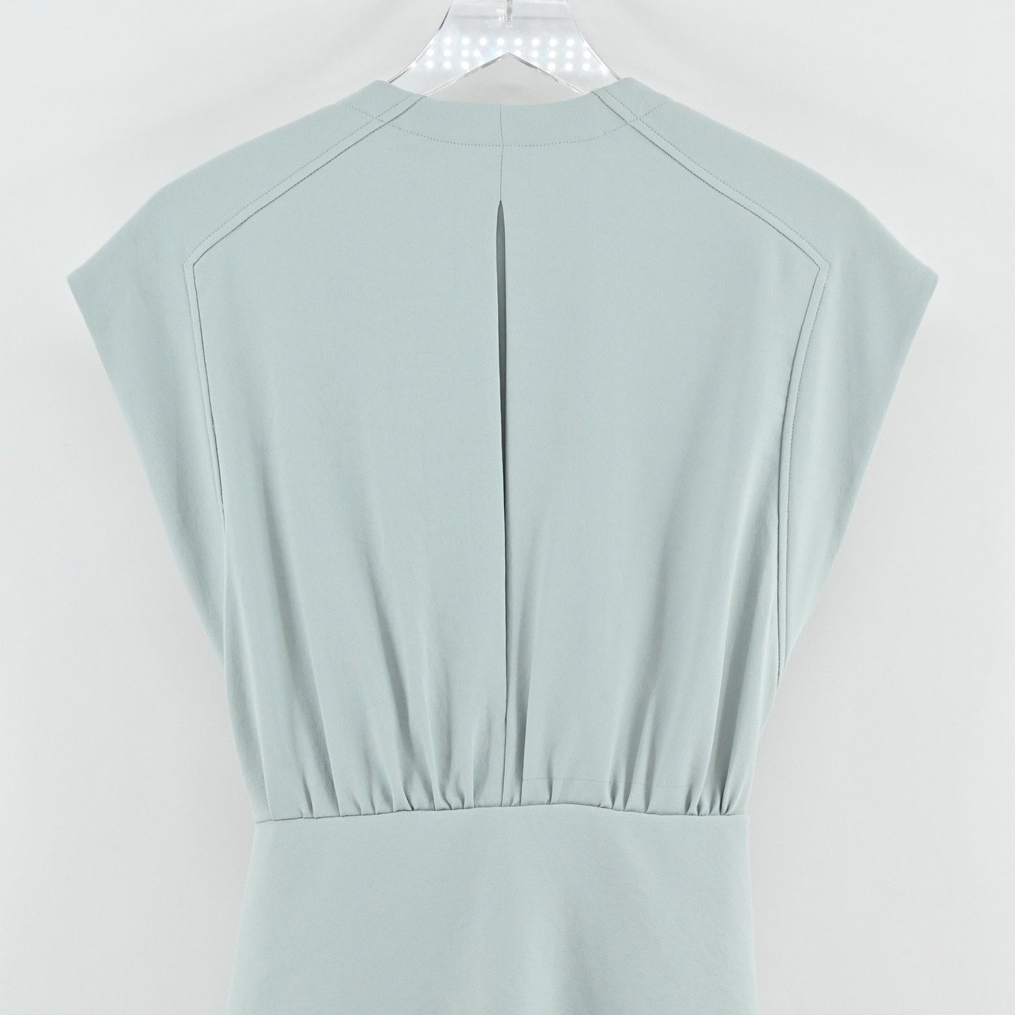 Tibi Chalky Drape Sleeveless Midi Wrap Dress Size 0 Ash Green Minimalist Modern