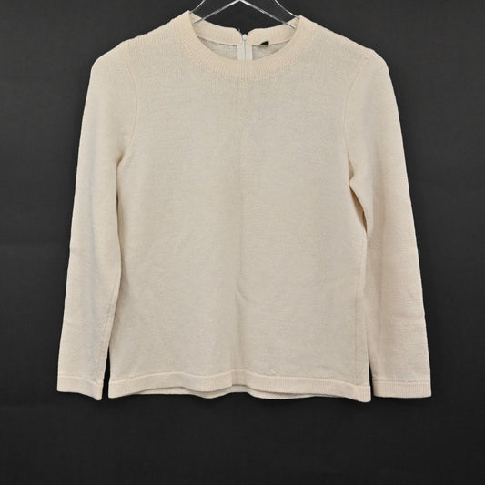 Vtg ST JOHN Womens Santana Sweater Size XS Cream Wool Knit USA 90s Separates