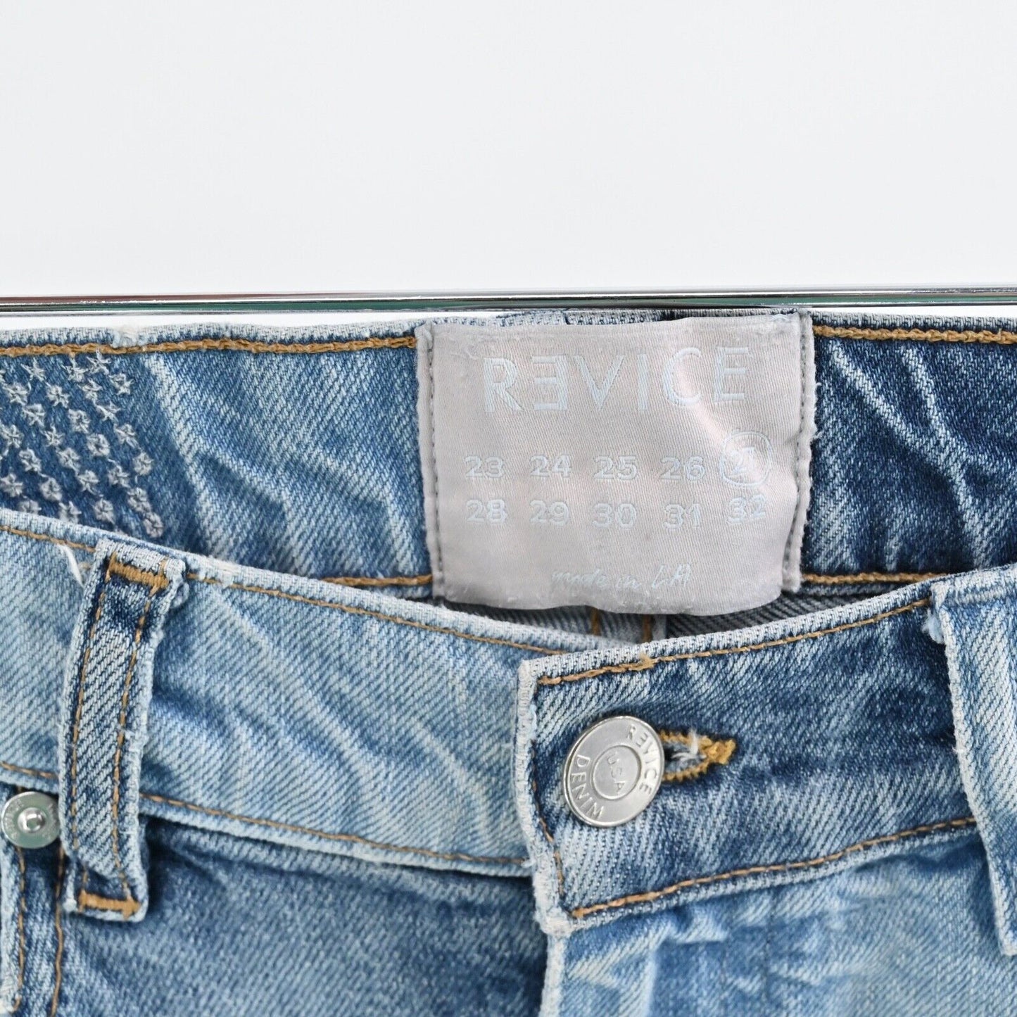 REVICE Jeans Womens Size 27 Color Block Patchwork Distressed High Rise Taper USA