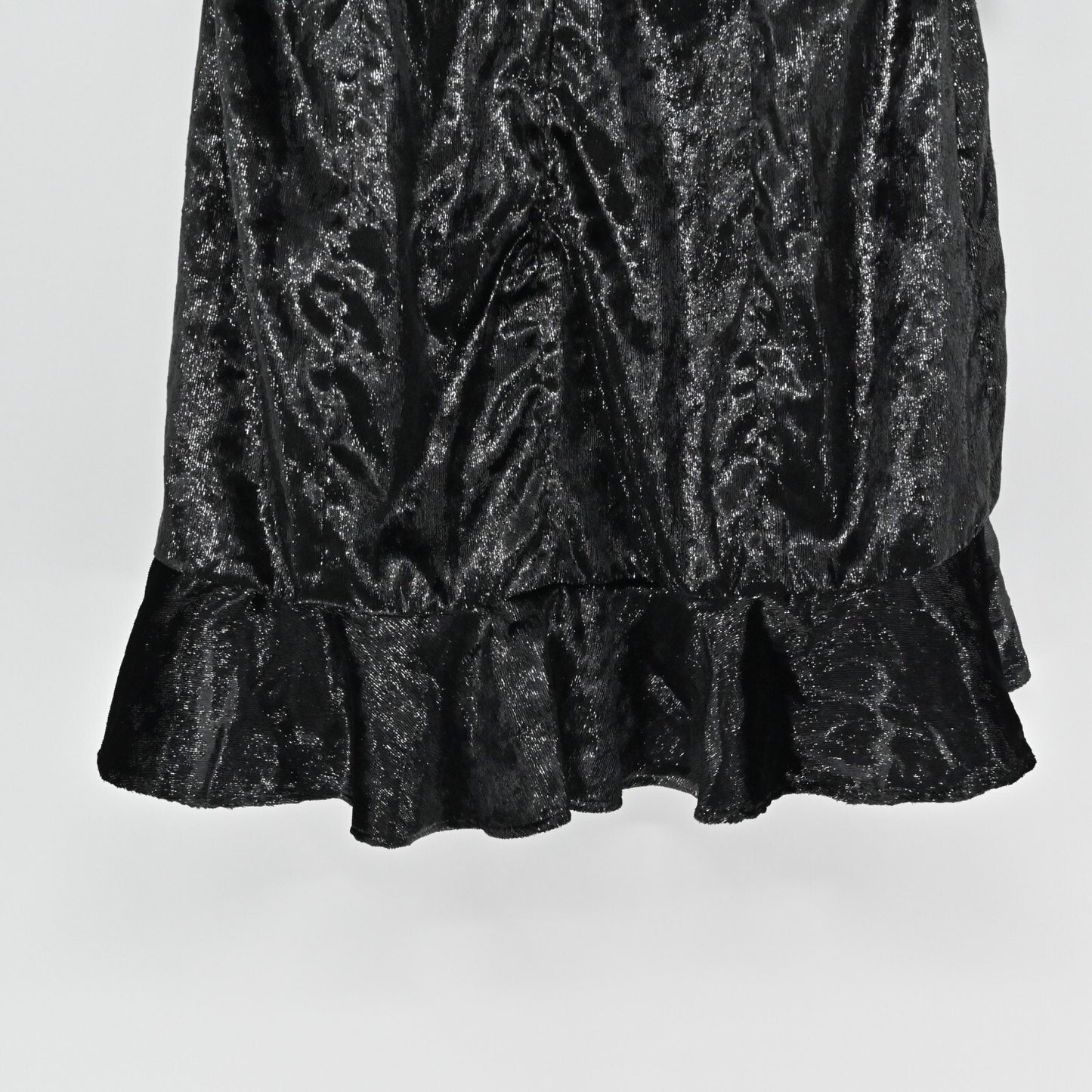 NBD Dress Size M Revolve Serenade Black Metallic Mini Ruffle Velvet Shimmer NEW