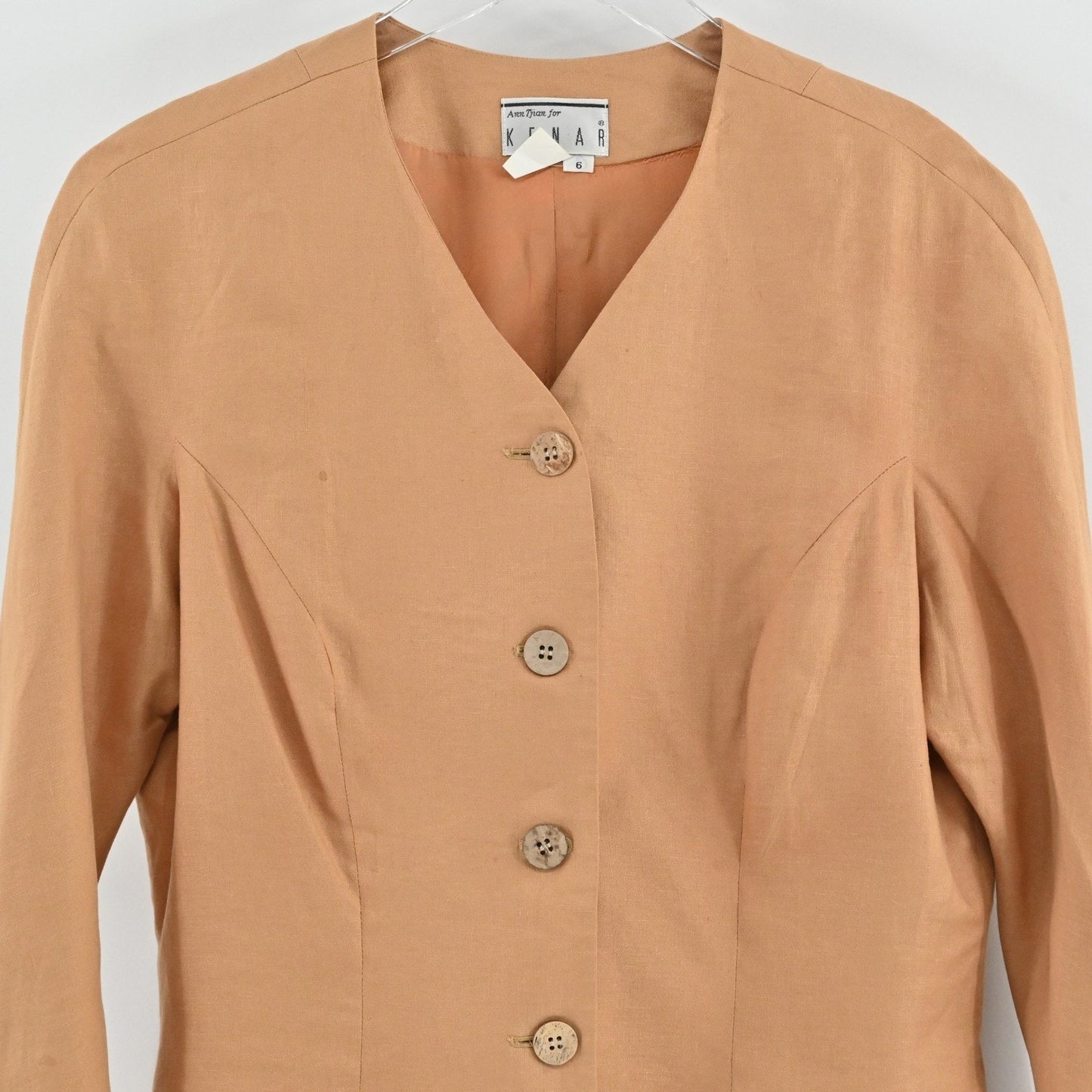 Vtg Womens Linen Blazer Size 6 Quiet Luxury Button Career Ann Tjian for Kenar