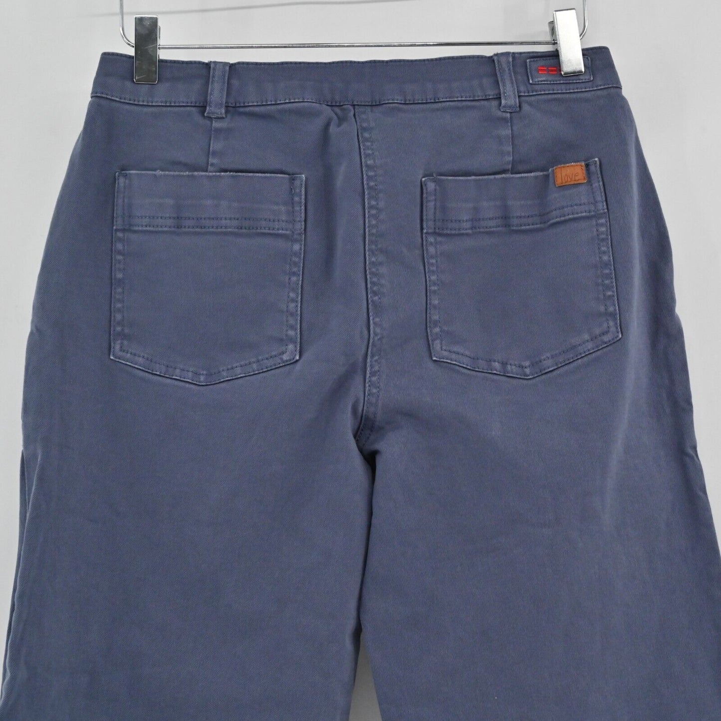 PEACE LOVE WORLD Jeans Womens Sz 8 Cropped Wide Leg Twill Blue Denim Zip Pockets