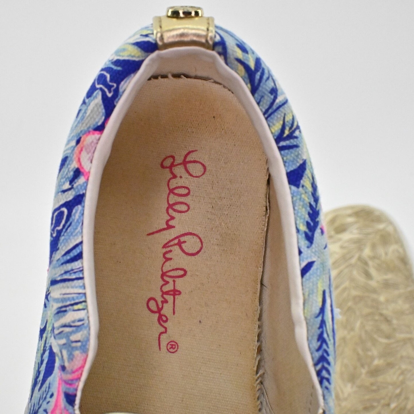 LILLY PULITZER Womens Julie Sneaker Size 9 Blue Lapis Bloom Print Slip On Preppy