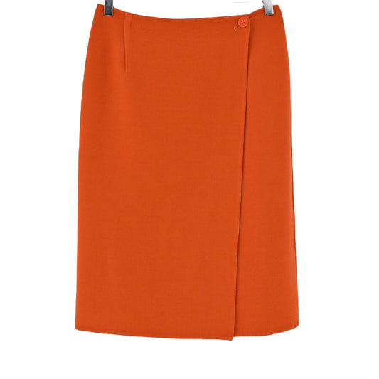 Vtg Reversible Skirt Womens Sz S Orange Tan Tweed Knee Length Wrap Retro 60s 70s