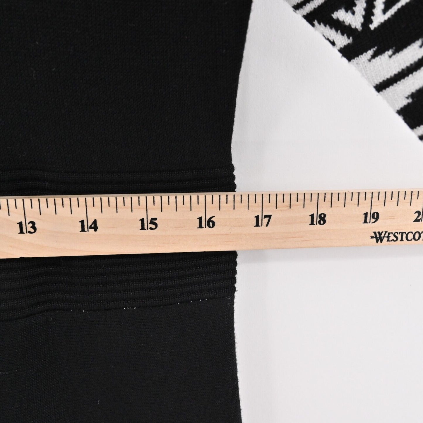 NINA LEONARD Dress Size XL Fit Flare Sweater Mini Black White Trim Scoop Neck