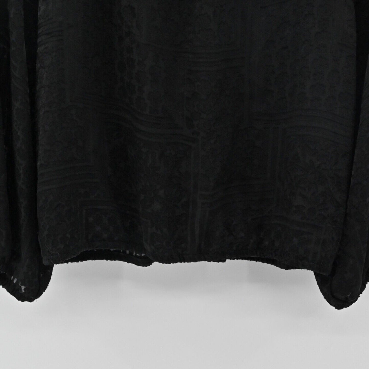 MAEVE by ANTHROPOLOGIE Top Womens Size S Black Patchwork Burnout Balloon Sleeve