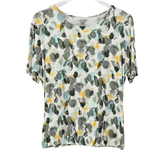 GERRY WEBER Top Womens Size 6 Collection Multicolor Abstract Print Short Sleeve