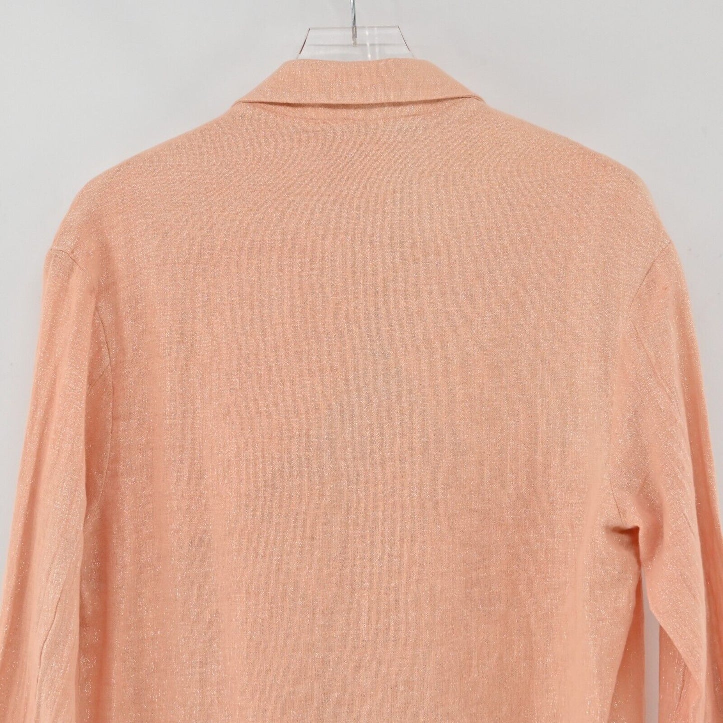 ANTHROPOLOGIE Blazer Womens Sz M Amadi Kaye Shimmer Double Breasted Linen Blend