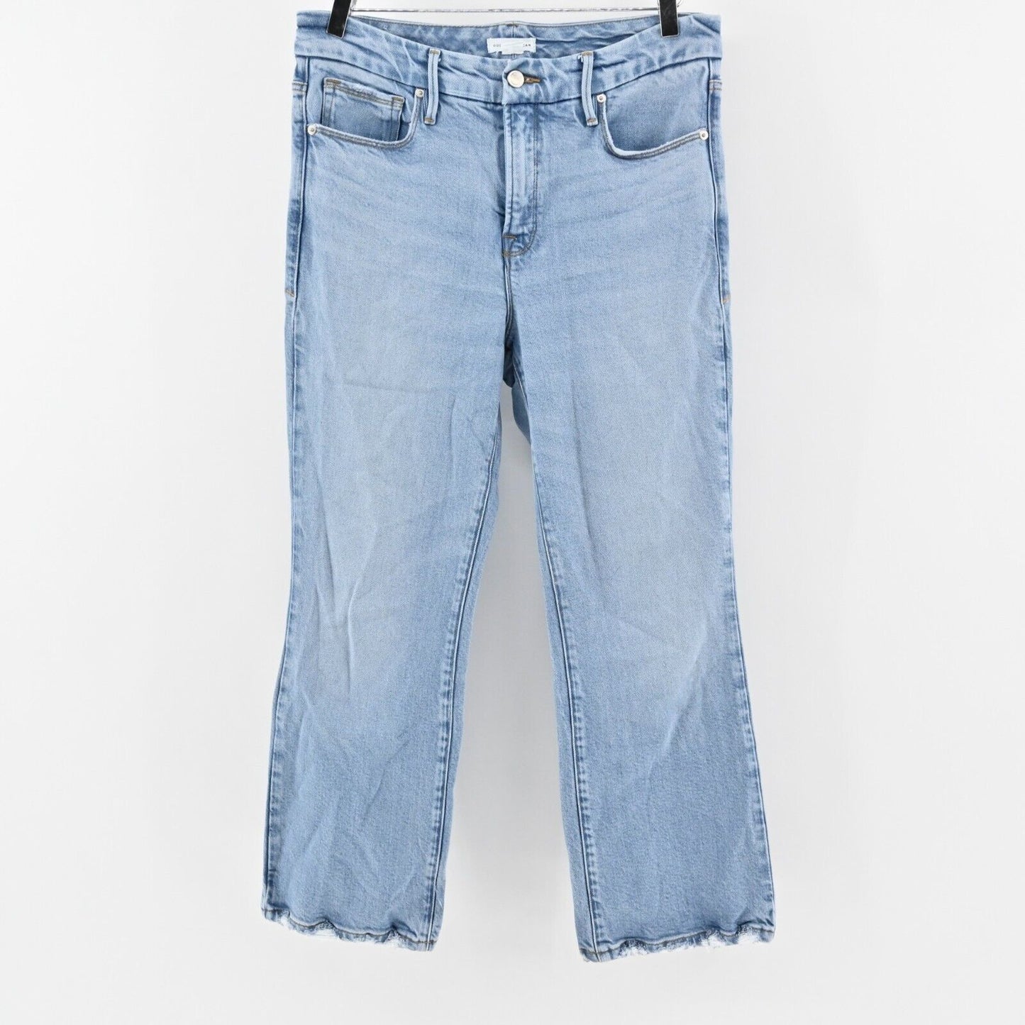 GOOD AMERICAN Jeans Womens Size 8 Good Legs Crop Mini Boot Indigo Blue Denim