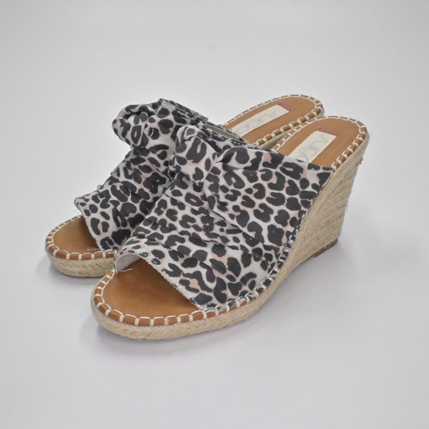 SUGAR Wedges Womens Size 10M Hundreds Espadrille Animal Print Twist Bow Mob Wife