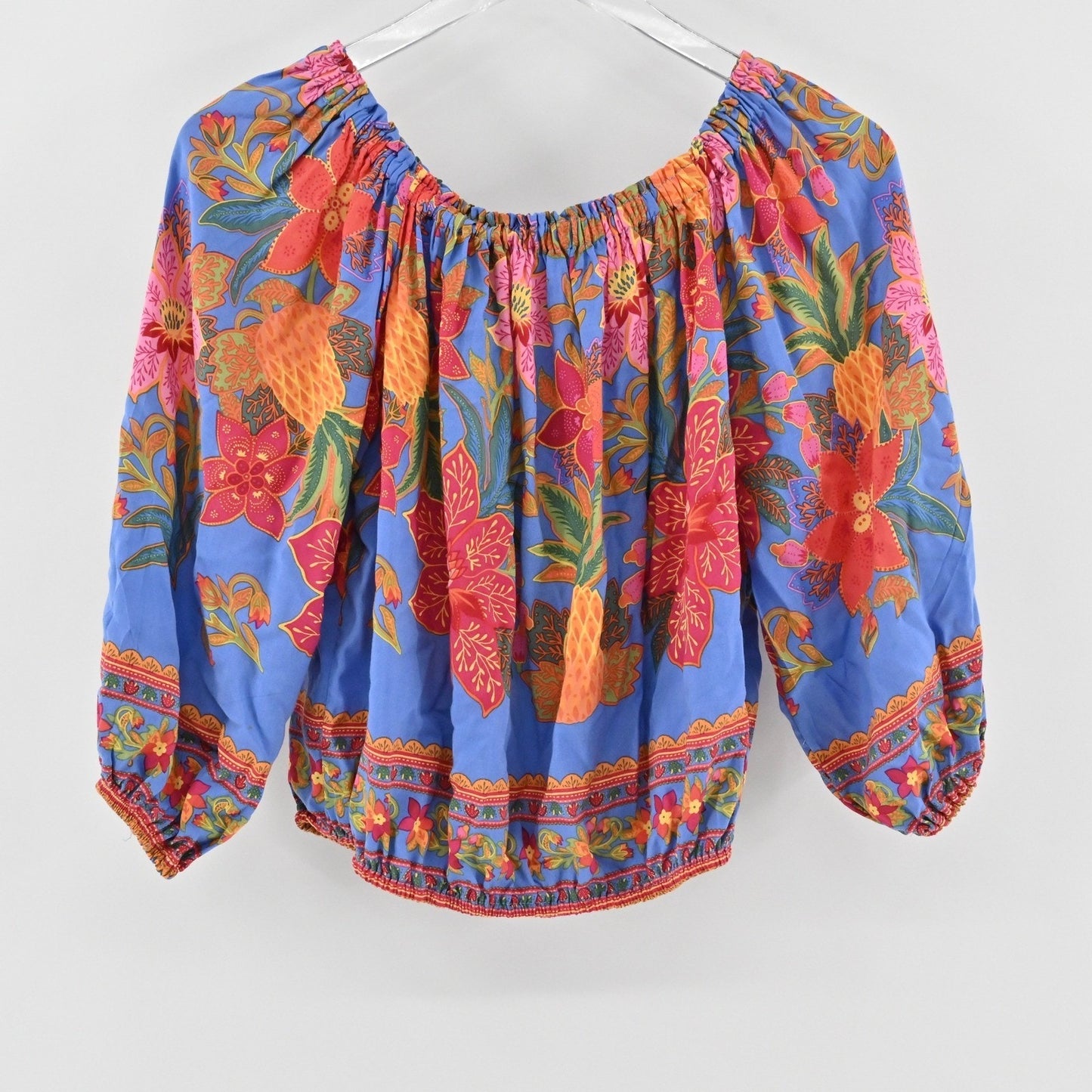 Cynthia Rowley Womens Floral Top Size S Off The Shoulder Balloon Sleeve Blouse