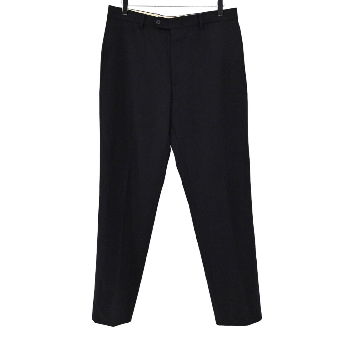 CANTARELLI Dress Pants Mens Sz IT 50 Loro Piana Italian Fabric Solid Black Wool