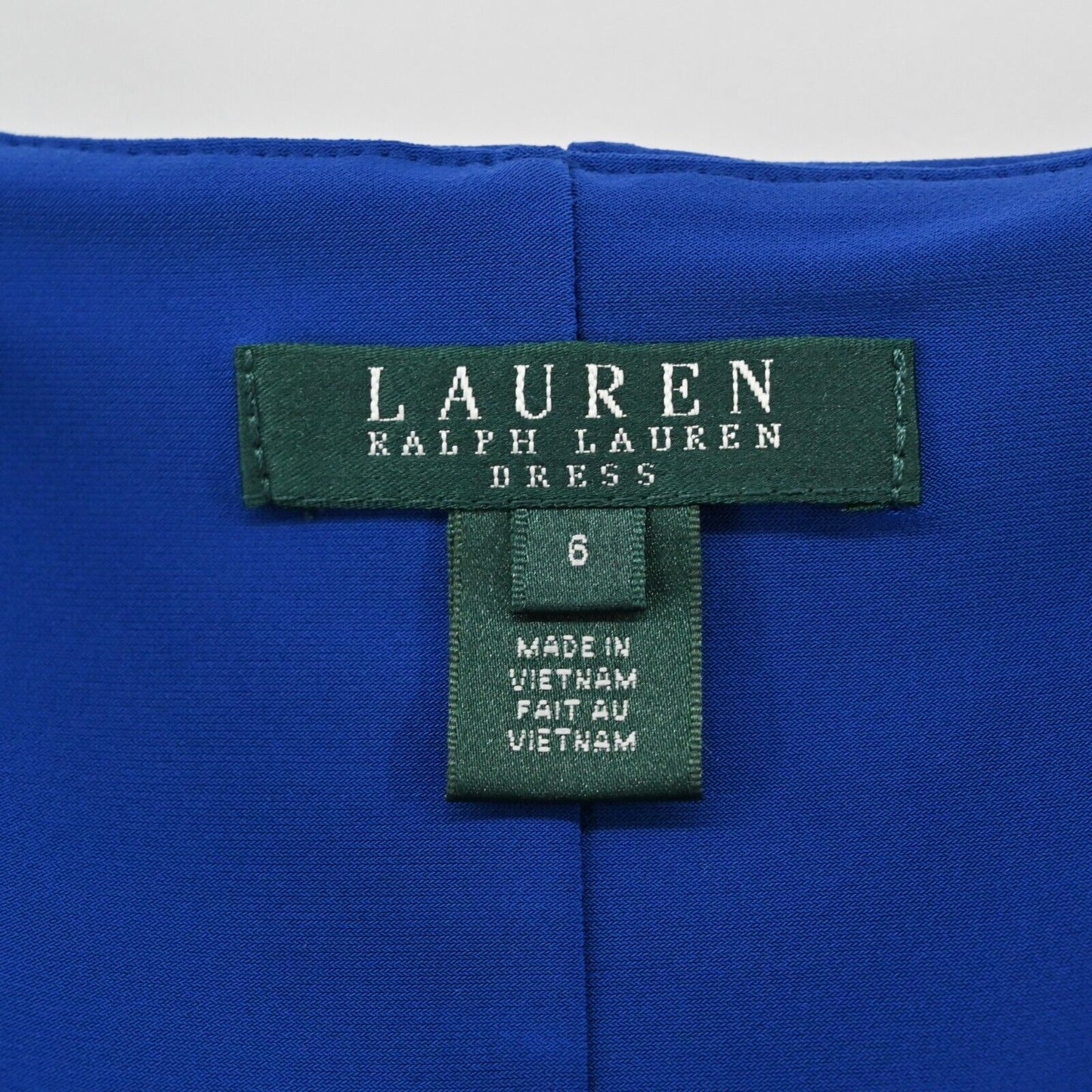 RALPH LAUREN Dress Size 6 Cobalt Blue Stretch Jersey Cowl Neck Ruched Corpcore