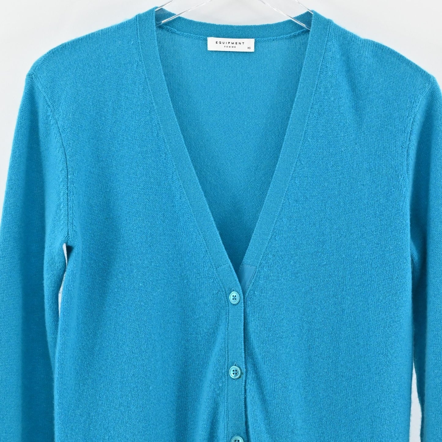 EQUIPMENT Cashmere Cardigan Sweater Womens Size XS Ella Blue Knit V Neck Button