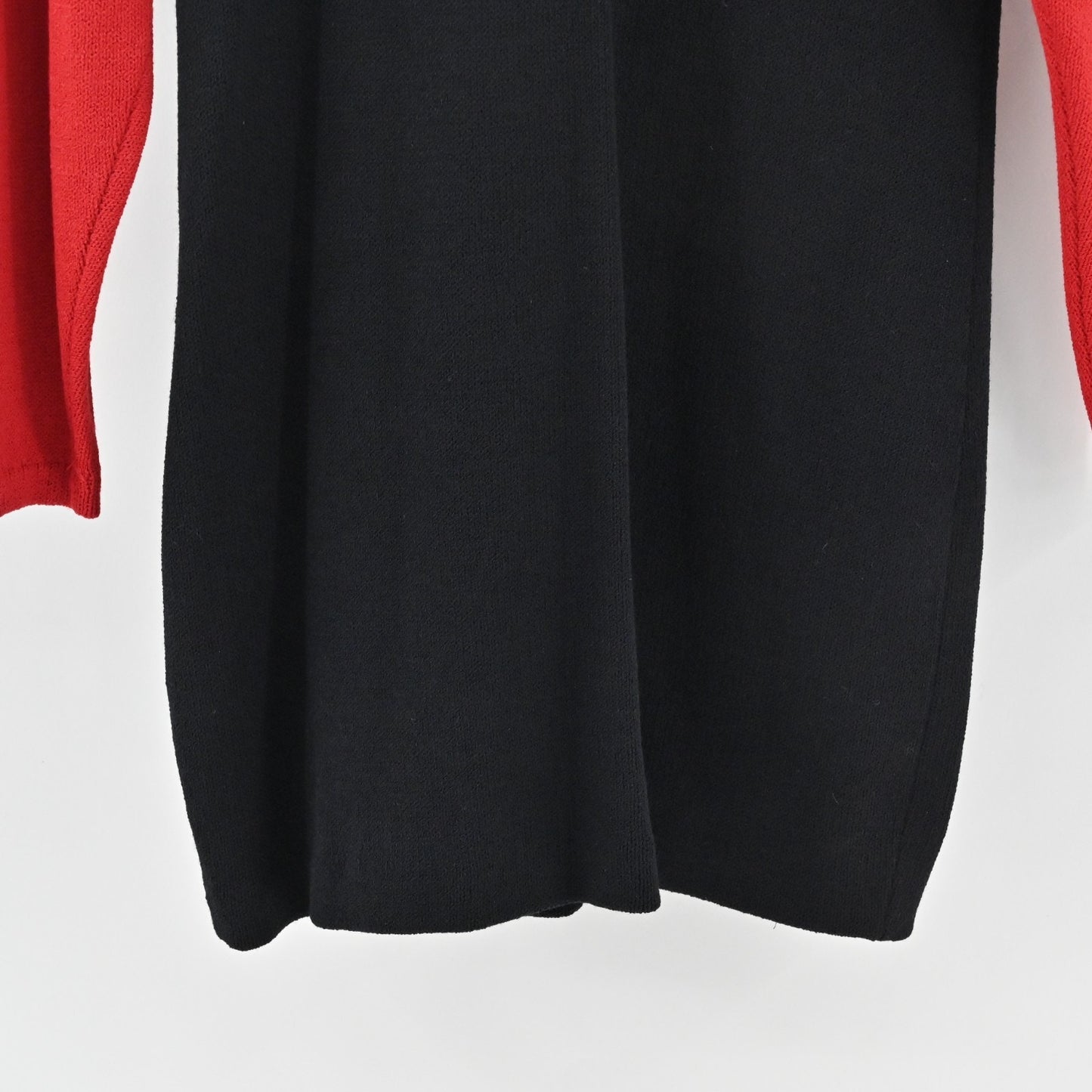 Vtg 80s ST JOHN Dress Size 8 Santana Knit Colorblock Red Black Mock Neck Shift