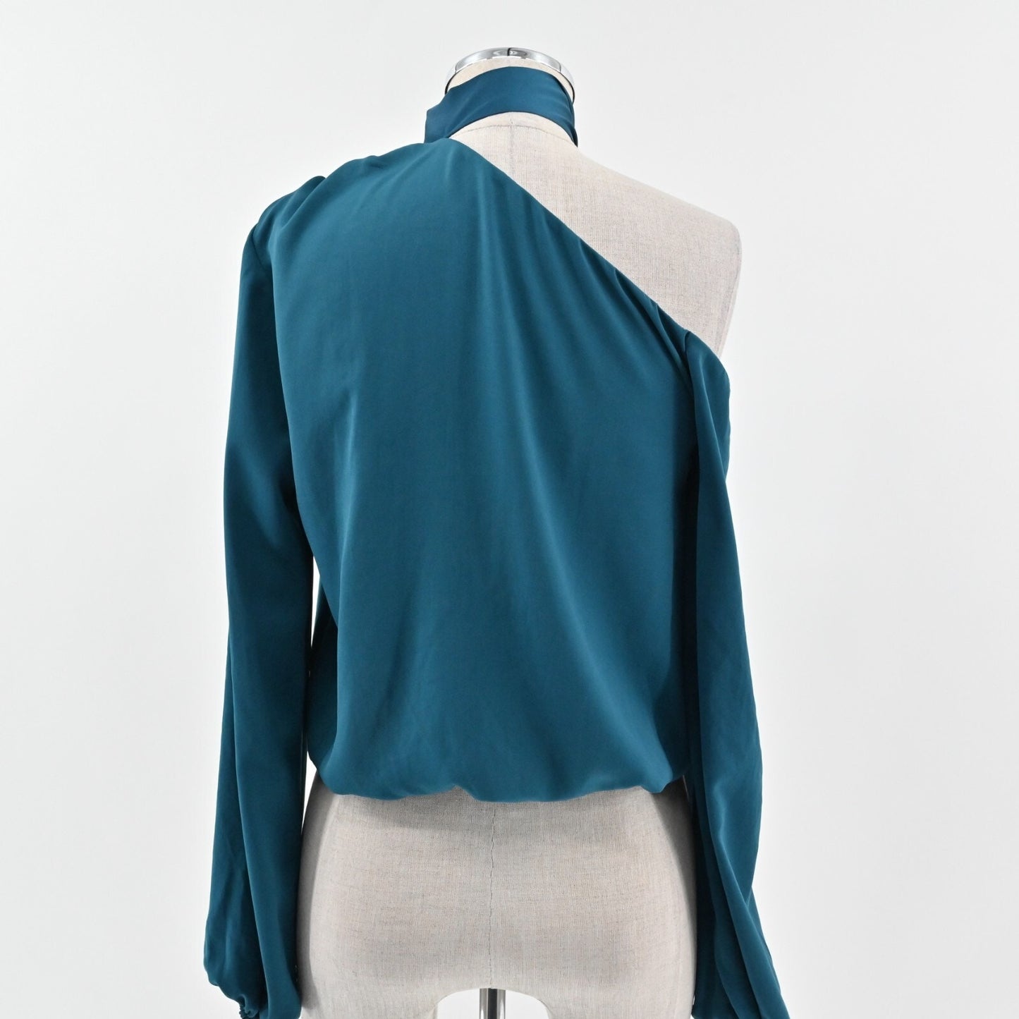 RAMY BROOK Womens Seneca Top Size XS Teal Draped Off Shoulder Neck Tie Blouse