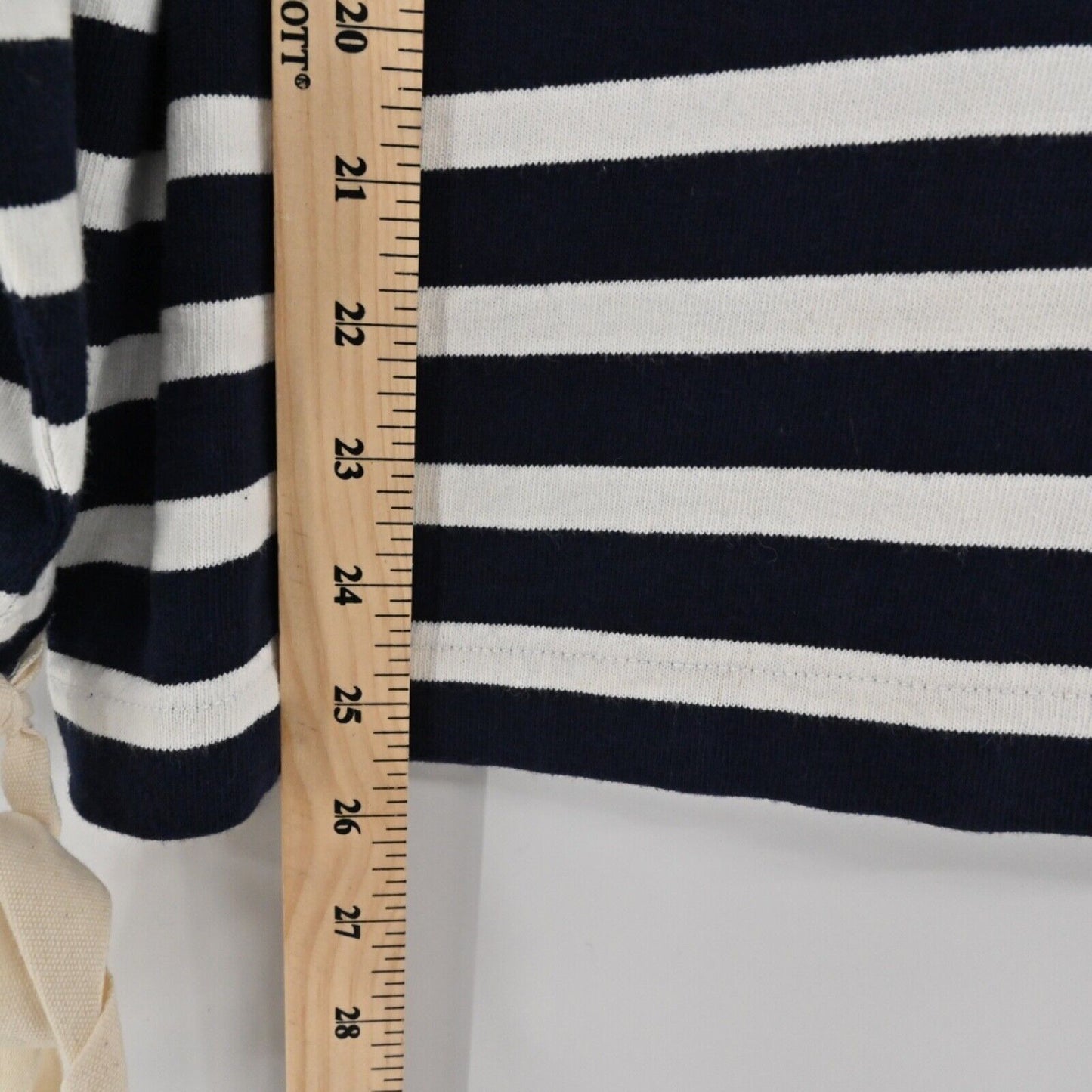 J CREW Sweatshirt Womens Size M Navy Blue White Stripe 100% Cotton Nautical Cape