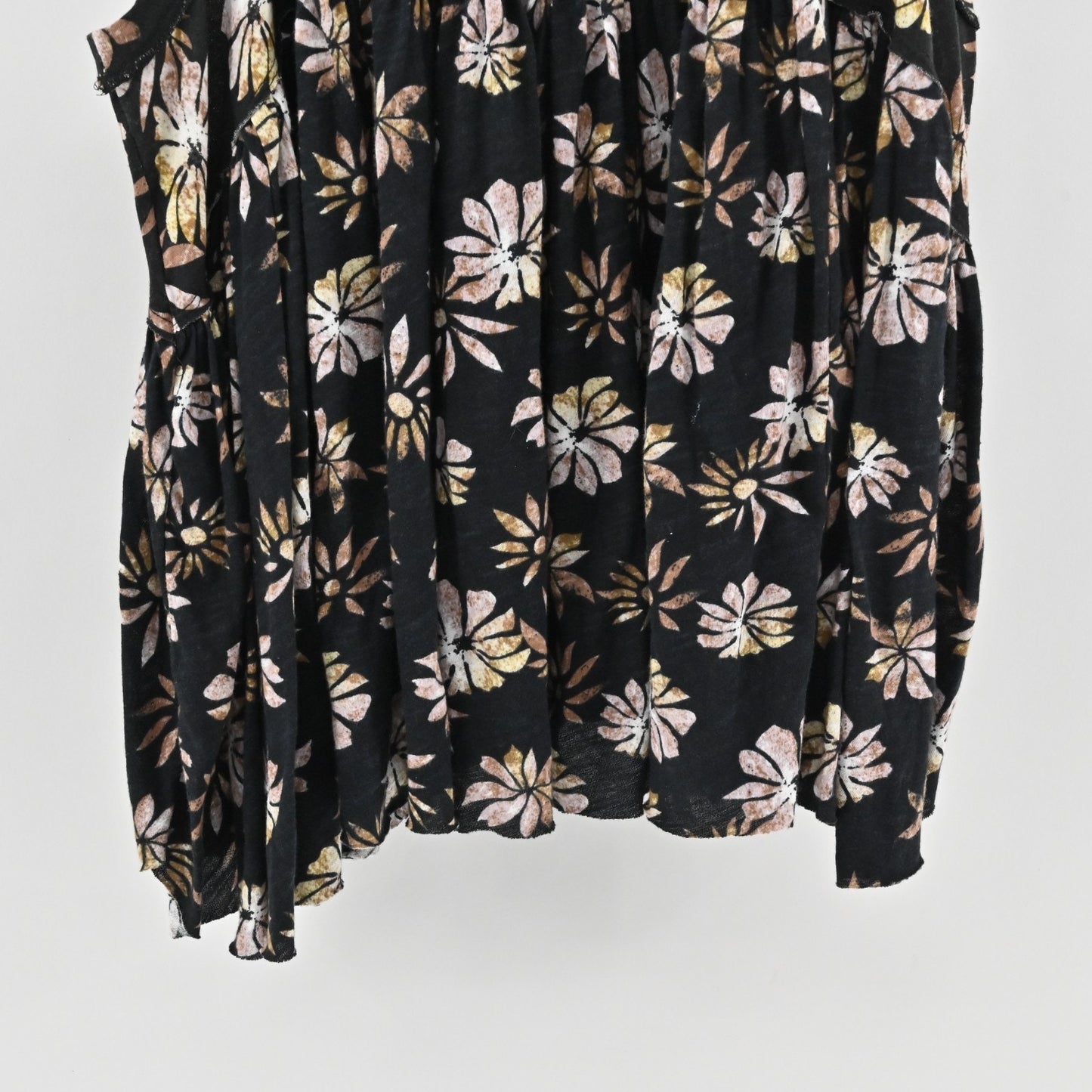Free People Womens Madison Top Size XS Dark Floral Sleeveless Baby Doll Tiered