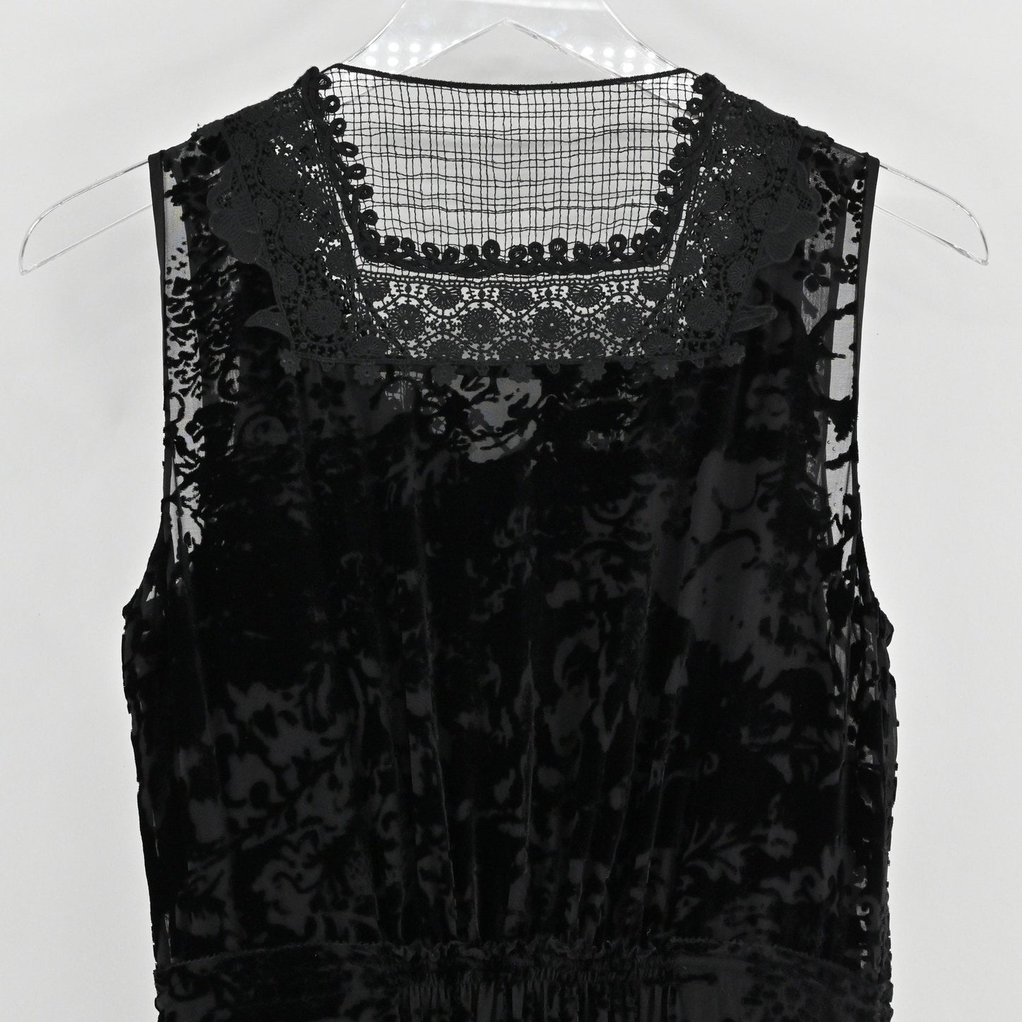 Elie Tahari Velvet Burnout Lace Dress Size XS Dark Romantic Black Witchy Vamp