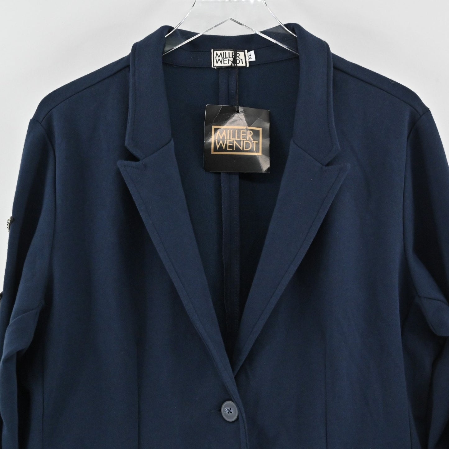 Miller Wendt Womens Navy Sloane Blazer Size XL Star Tennis Club Patch Jacket NEW