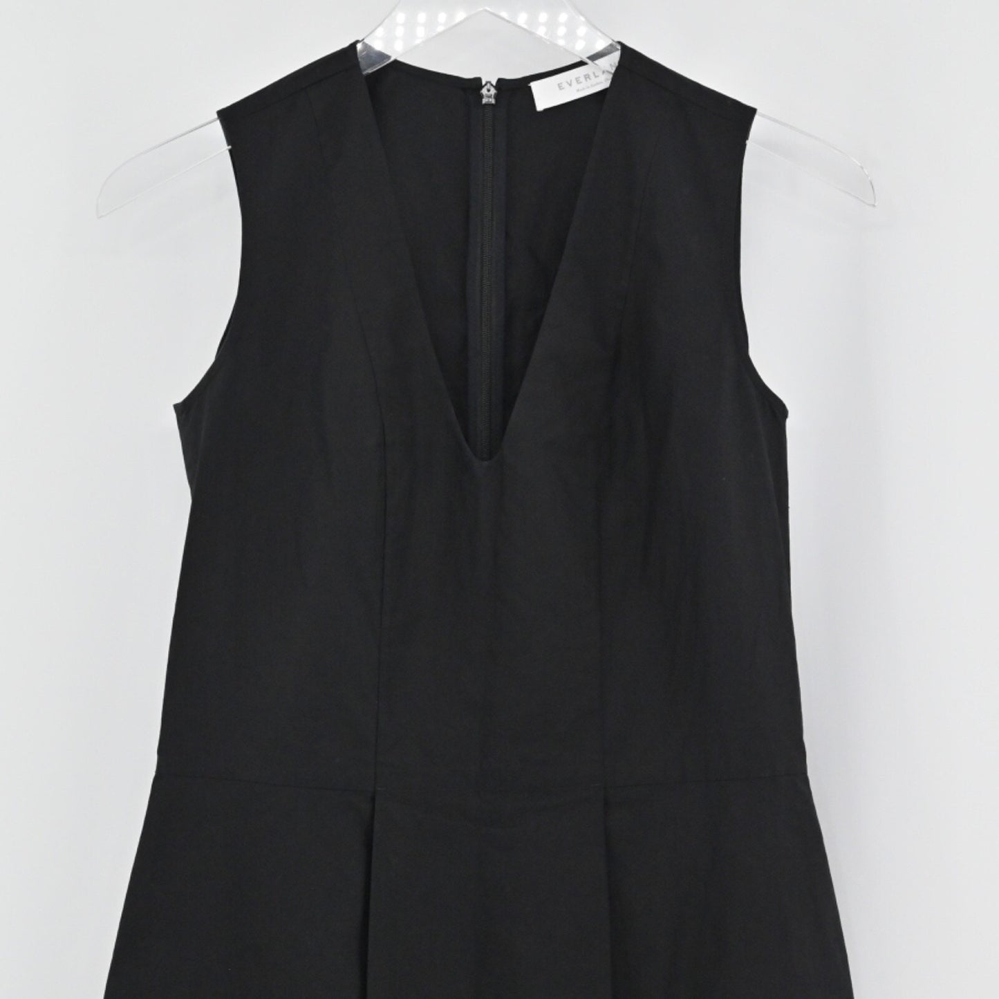 EVERLANE Black Dress Size XS Pleated Mini Sleeveless Cotton Retro Capsule Office