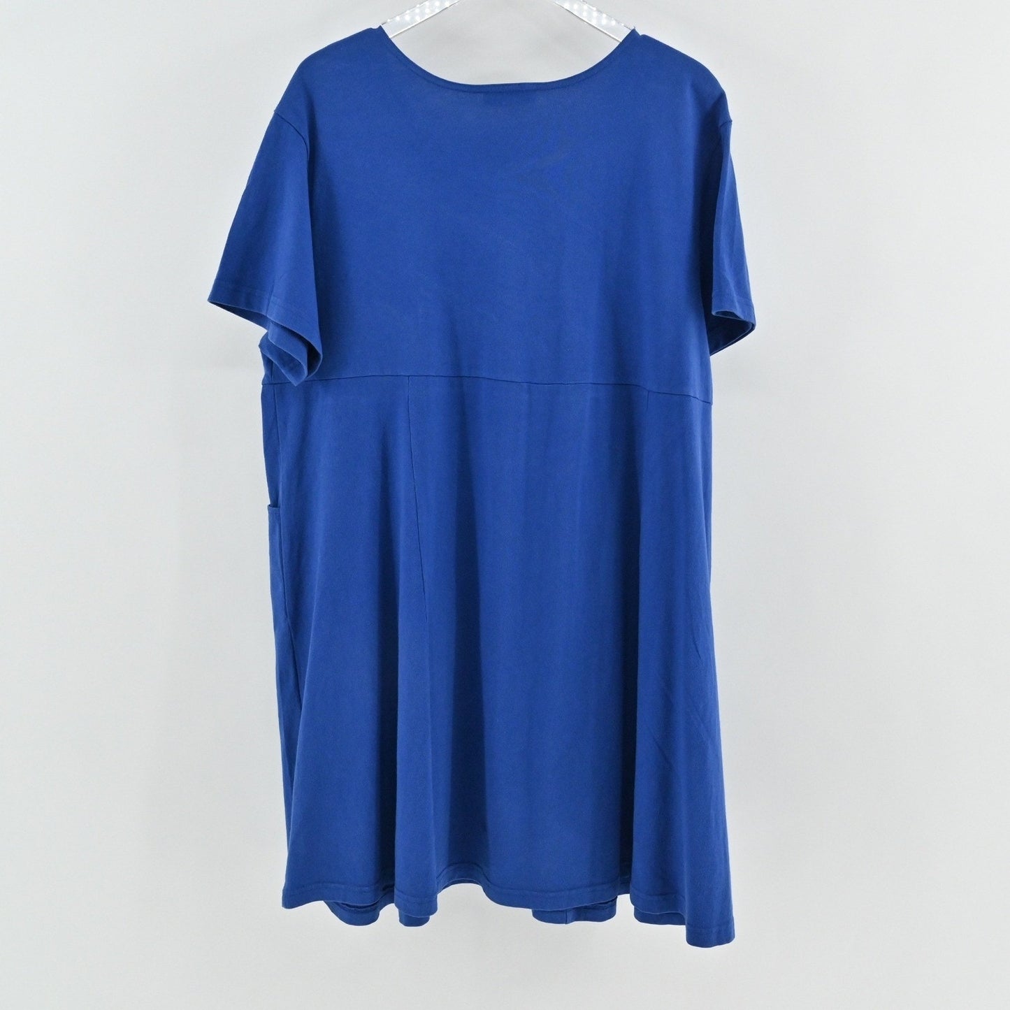 Vtg Bryn Walker Oversized Tunic Dress Size L Blue Cotton Lagenlook Boho Pockets