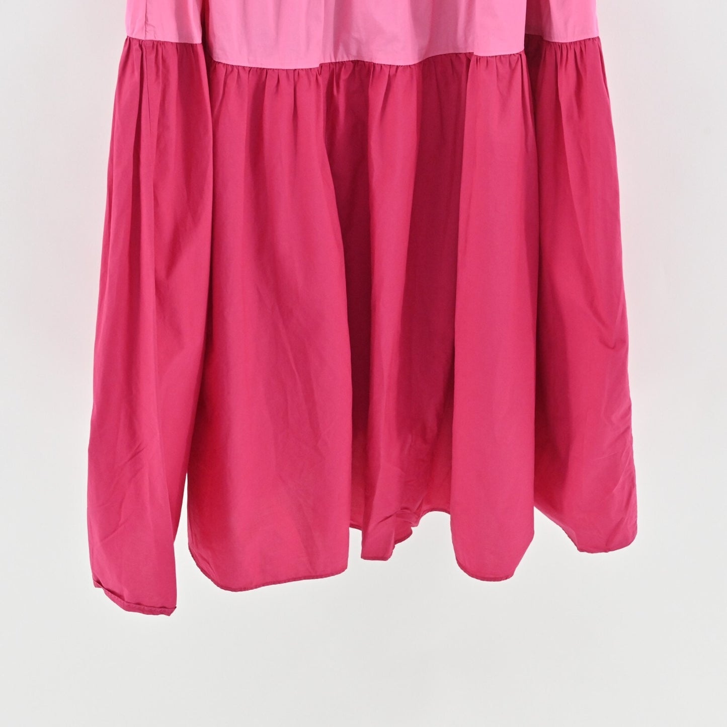 PETER SOM Pink Color Block Dress Size 10 Three Tier Sleeveless Tie Shoulder Midi