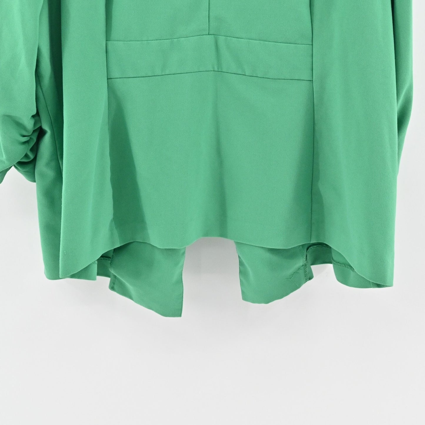 TORRID Blazer Womens Size 5 Green Ruched 3/4 Sleeve Open Front Jacket Career