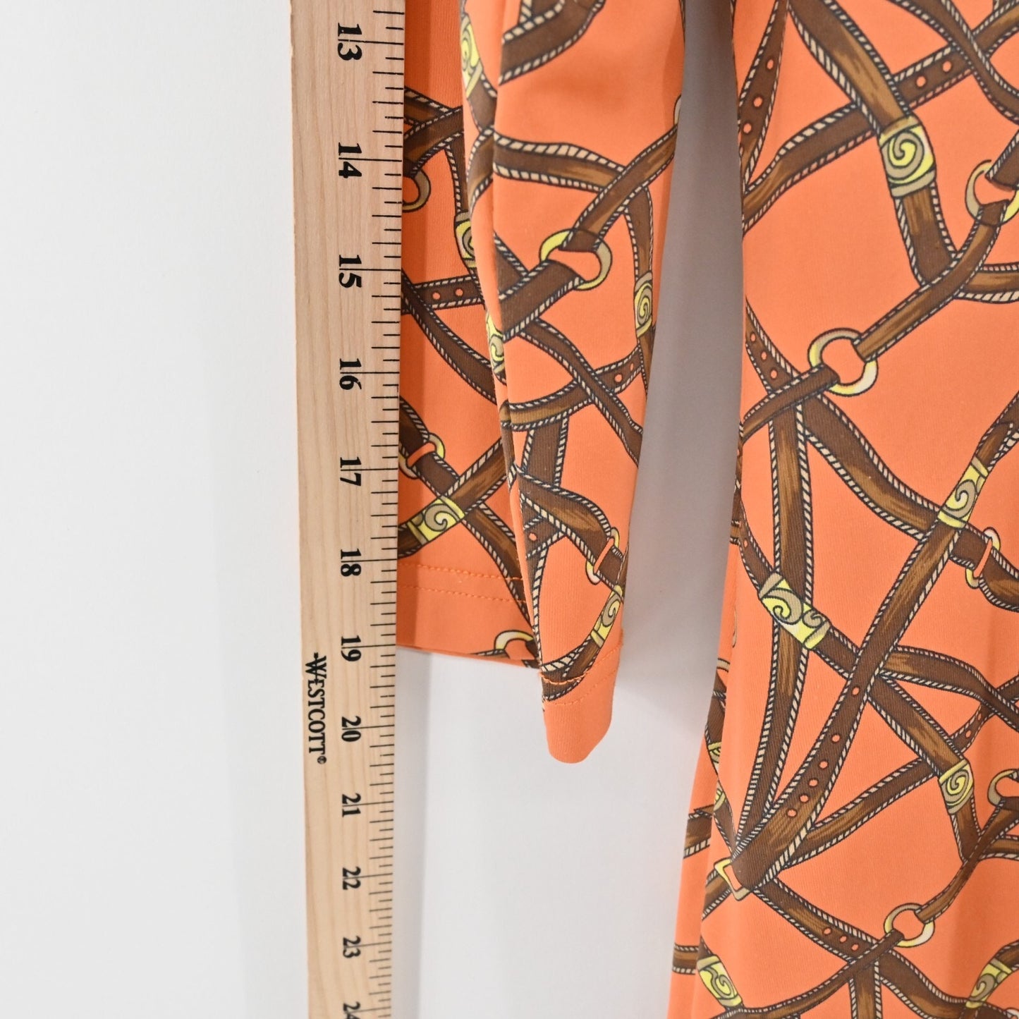 BARBARA GERWIT Bridle Dress Size L Orange Brown Belt Western Equestrian Shift